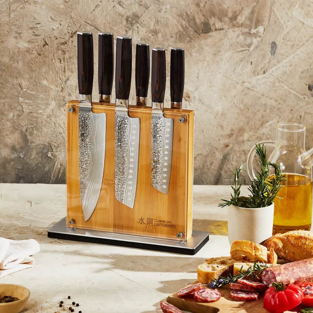 THE CUSTOM CHEF™ Knivblokke med knive Cuisine::pro® Damashiro® EMPEROR Cuisine::pro Damashiro EMPEROR Shi Knivblok - 7 dele i Brun/klar, 2