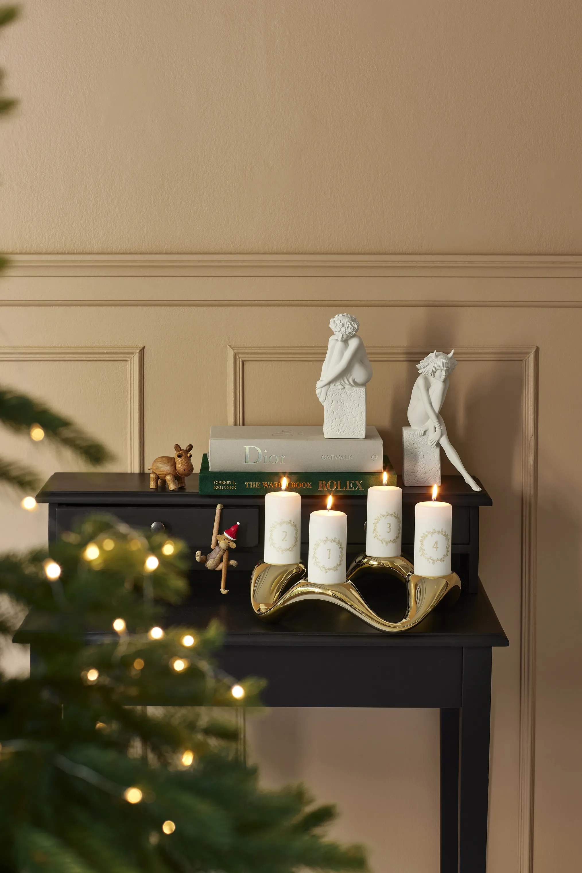 Georg Jensen Bloklysestage Cobra Lysestage i Guldfarvet, 6