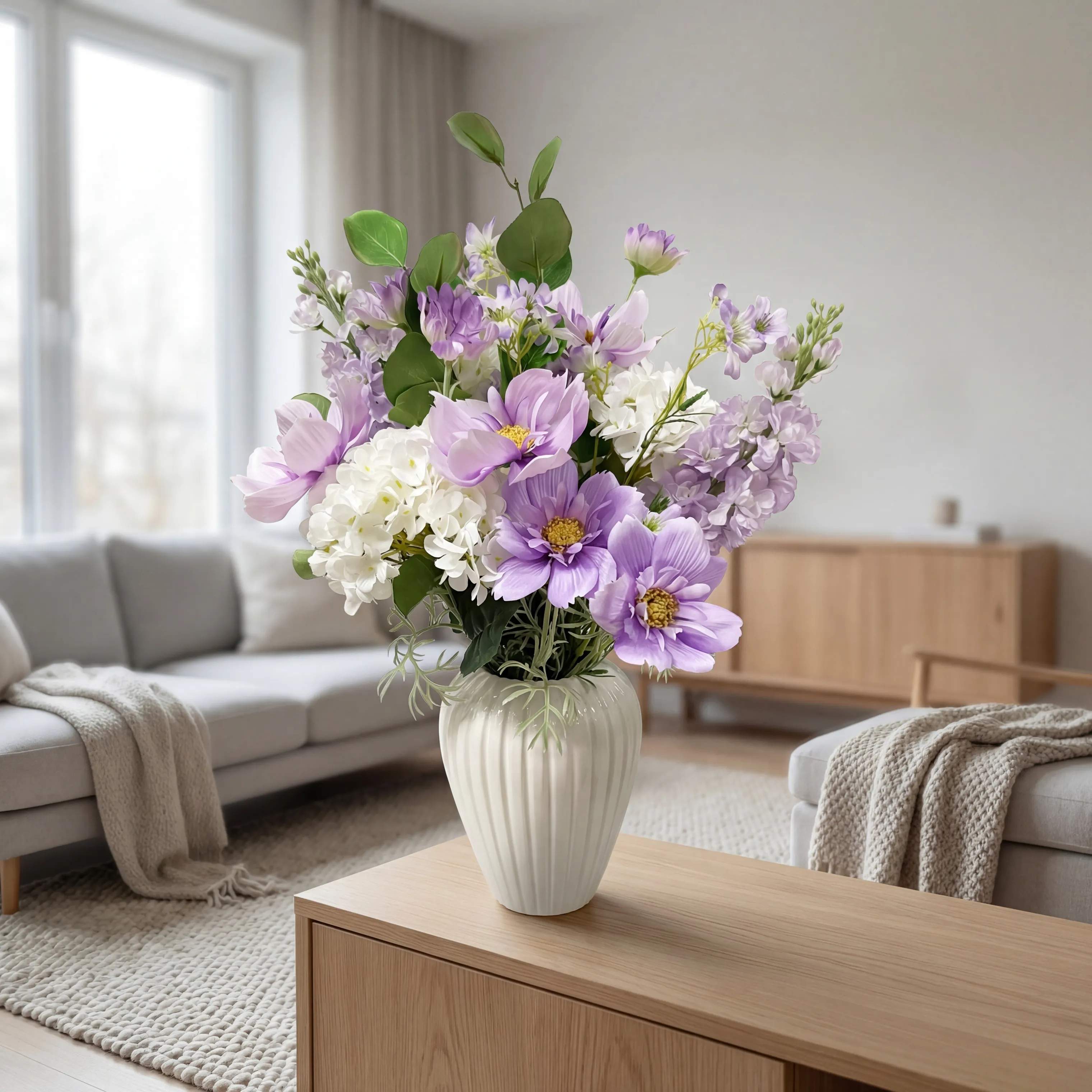 everbloom Kunstige blomster Kunstig Blomsterbuket i Lilla/grøn 2, 5