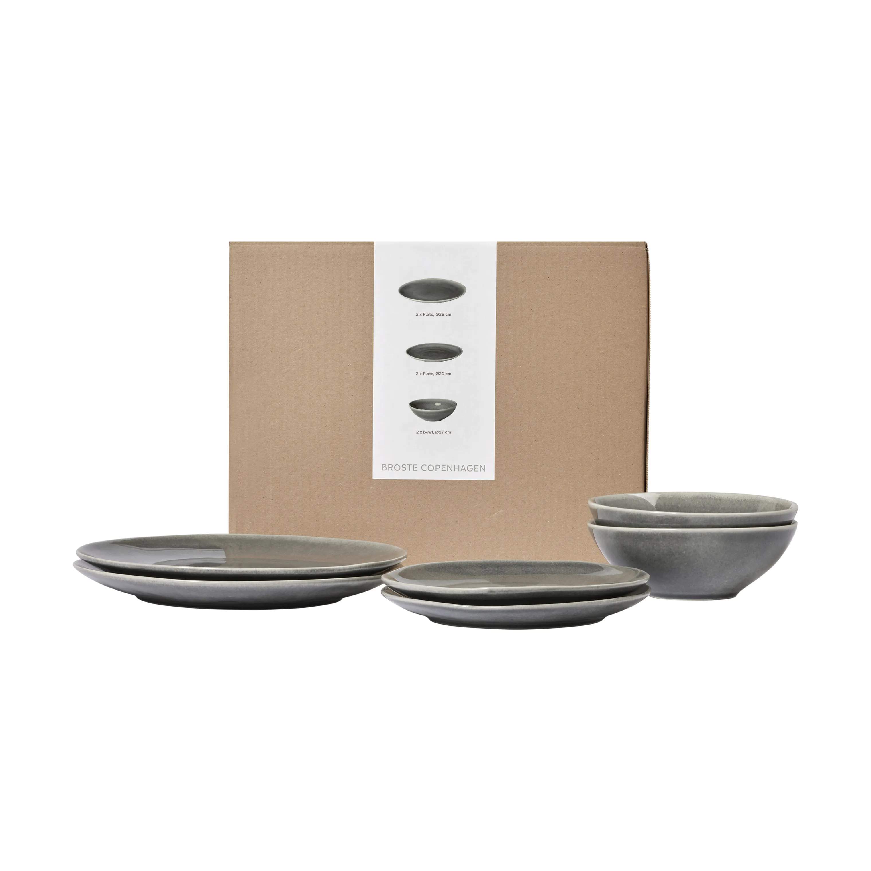 Nordic Rain Middagssæt - 6 dele, grey, large