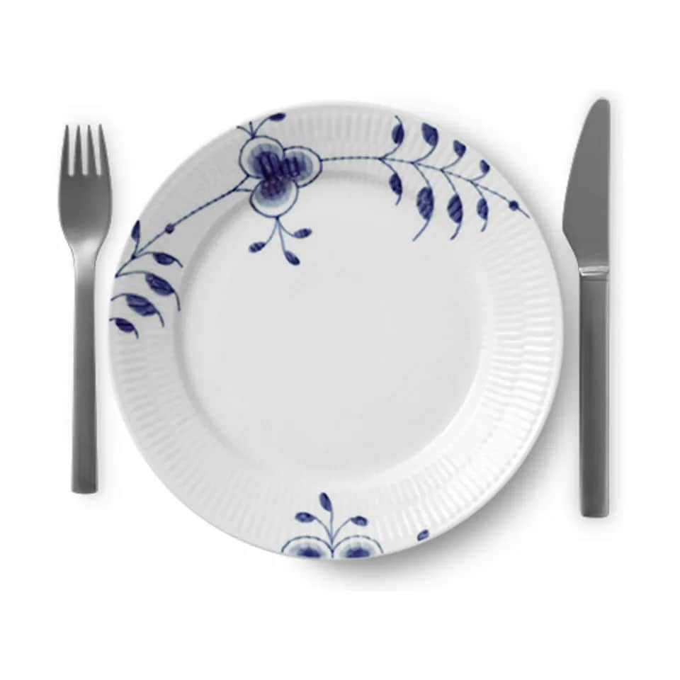 Royal Copenhagen Frokosttallerkener Blå Mega Riflet Frokosttallerken #8 i Koboltblå/hvid, 4