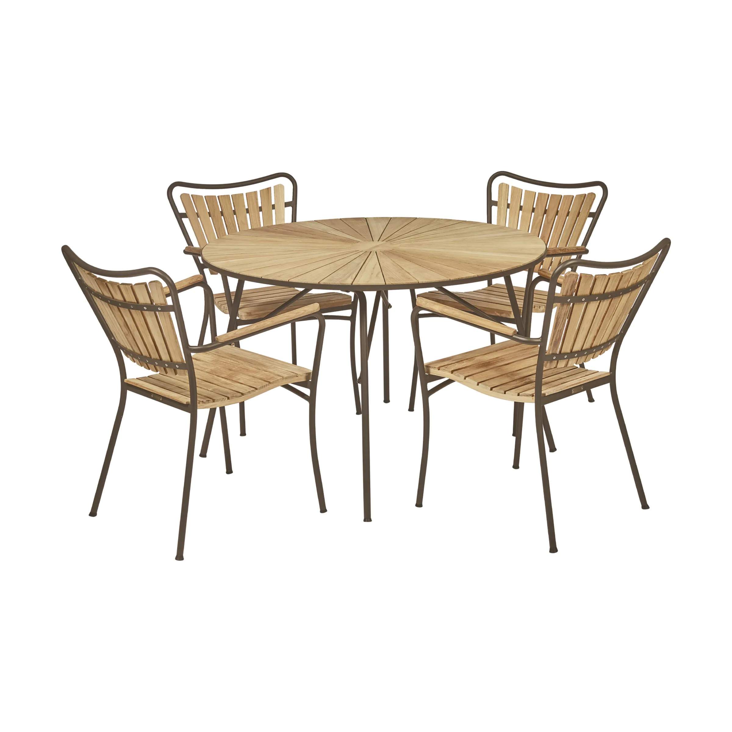 Mandalay Havemøbelsæt Marguerit Havemøbelsæt - 5 dele i mocca, 1 bord (Ø120) med 4 stole, 1