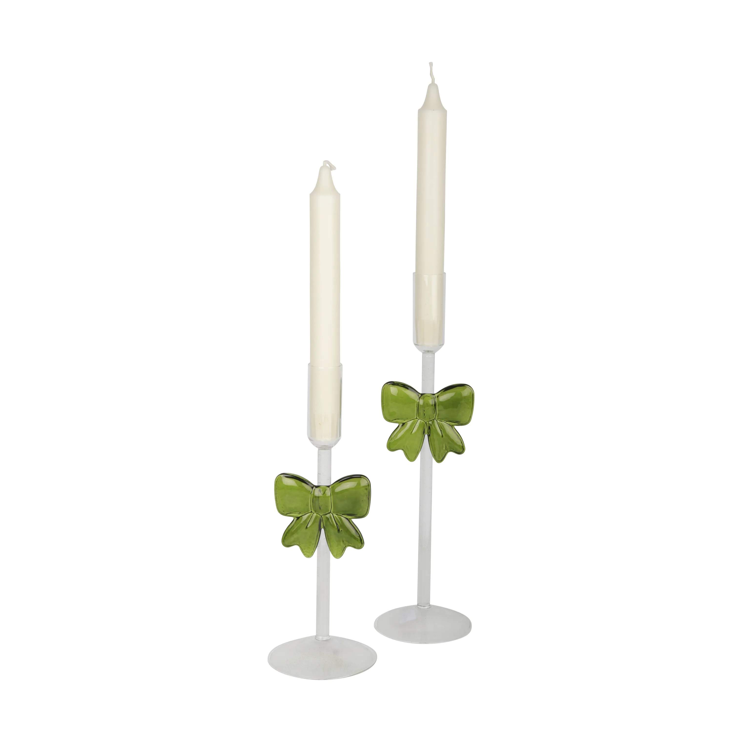 Casa Christmas Kronelysestage Lysestage i klar/med grøn sløjfe, 27,5 cm, 4