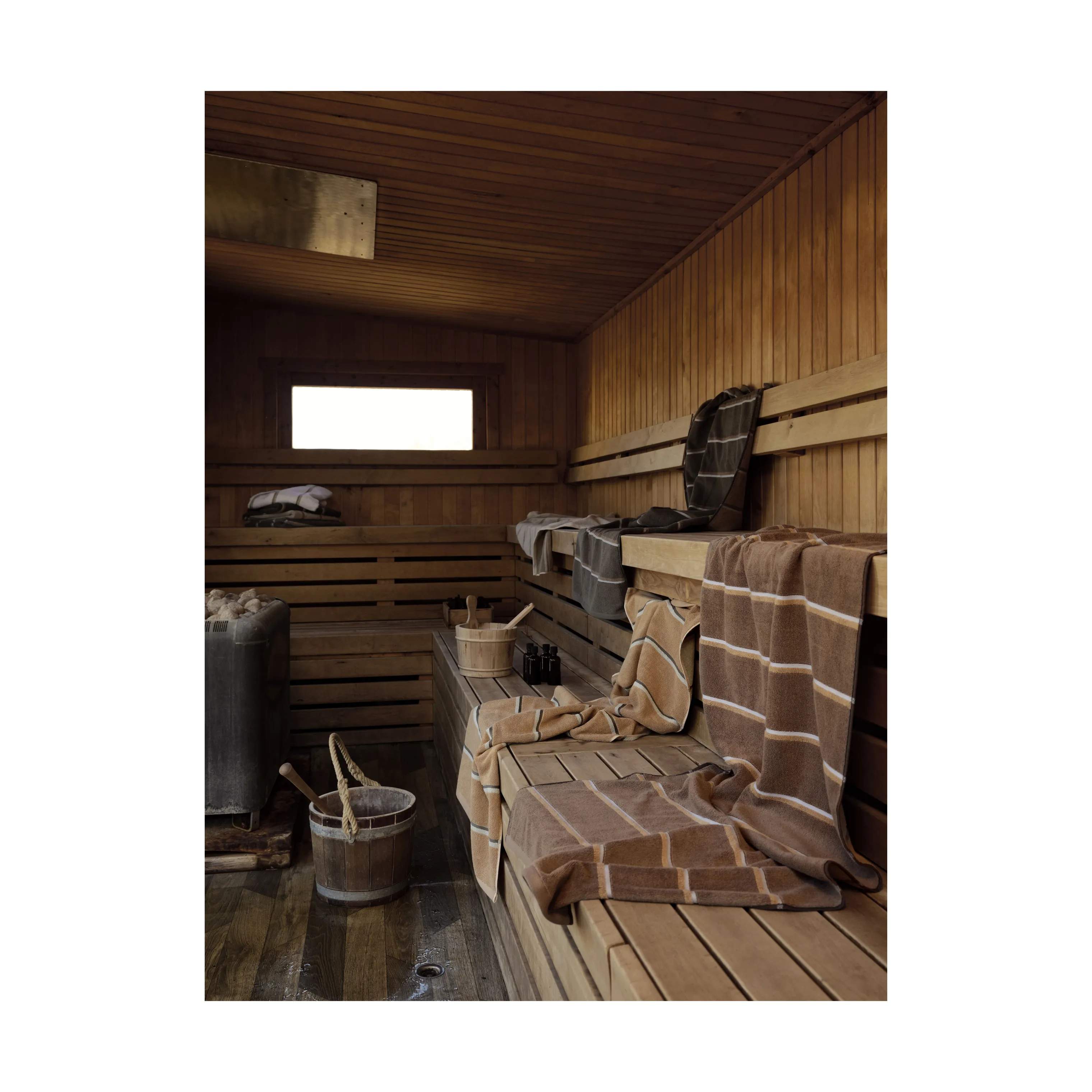 Zone Håndklæder Sauna Håndklæde i Sort/beige, B50 x L100 cm, 3