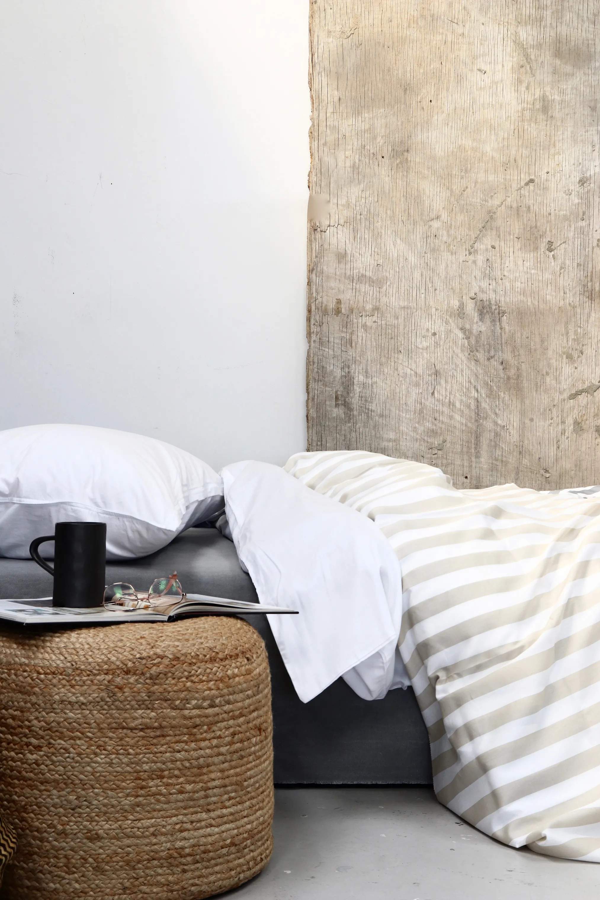 omhu Sengetøj Block strib Blok strib Sengetøj i Beige, B140 x L220 cm, 2