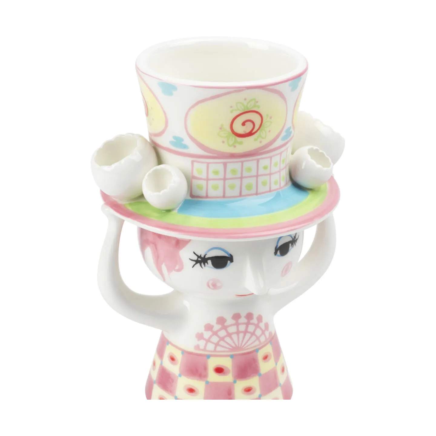 Bjørn Wiinblad Vaser Lady With Hat Vase i Pink/Gul, 4