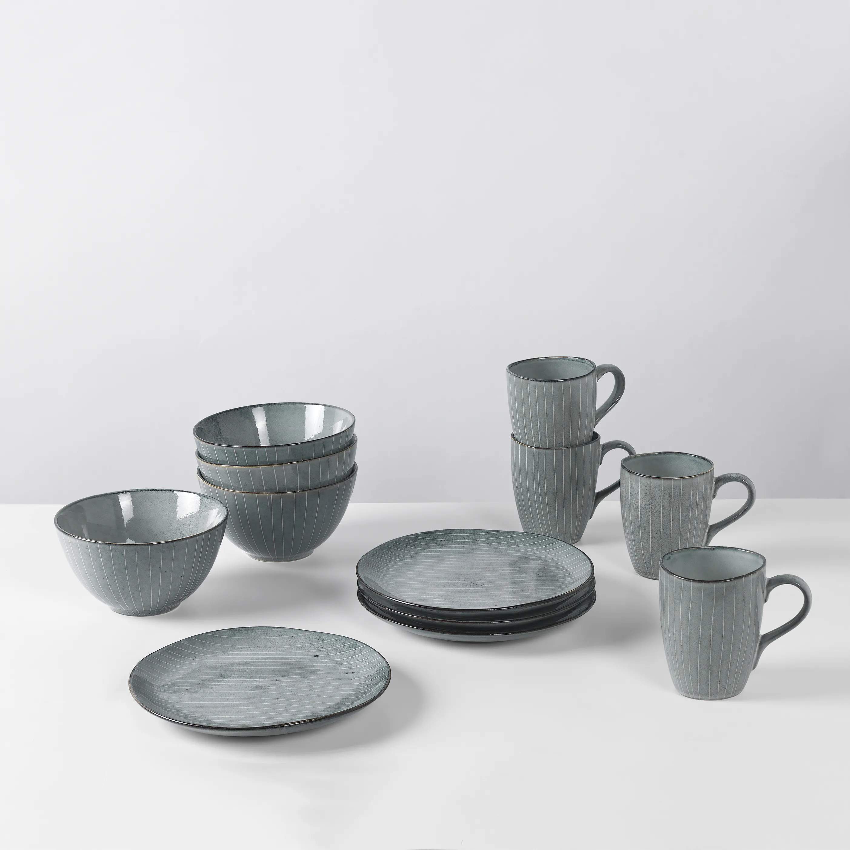 Broste Copenhagen Frokosttallerkener Nordic Sea Morgenmadssæt - 12 dele i Soft Blue, 2