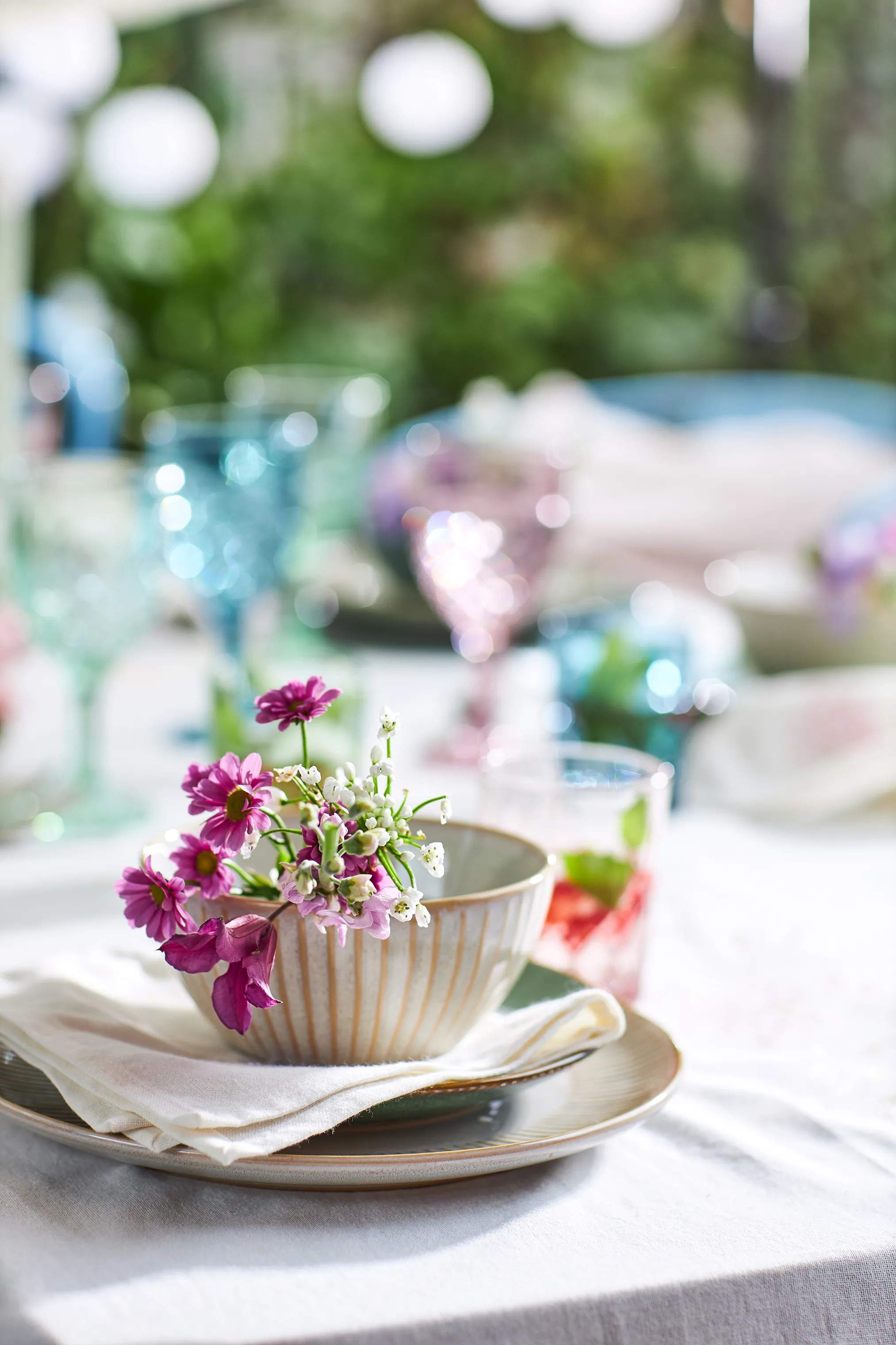 CASA Living Frokosttallerkener Sofia Riflet Tallerken i Grøn, 22 cm, 2