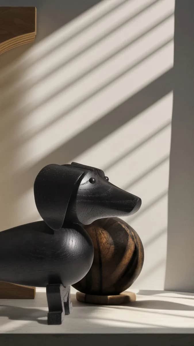 Kay Bojesen Dyrefigurer Gravhund i Mørk bejdset eg, 195 cm, 2