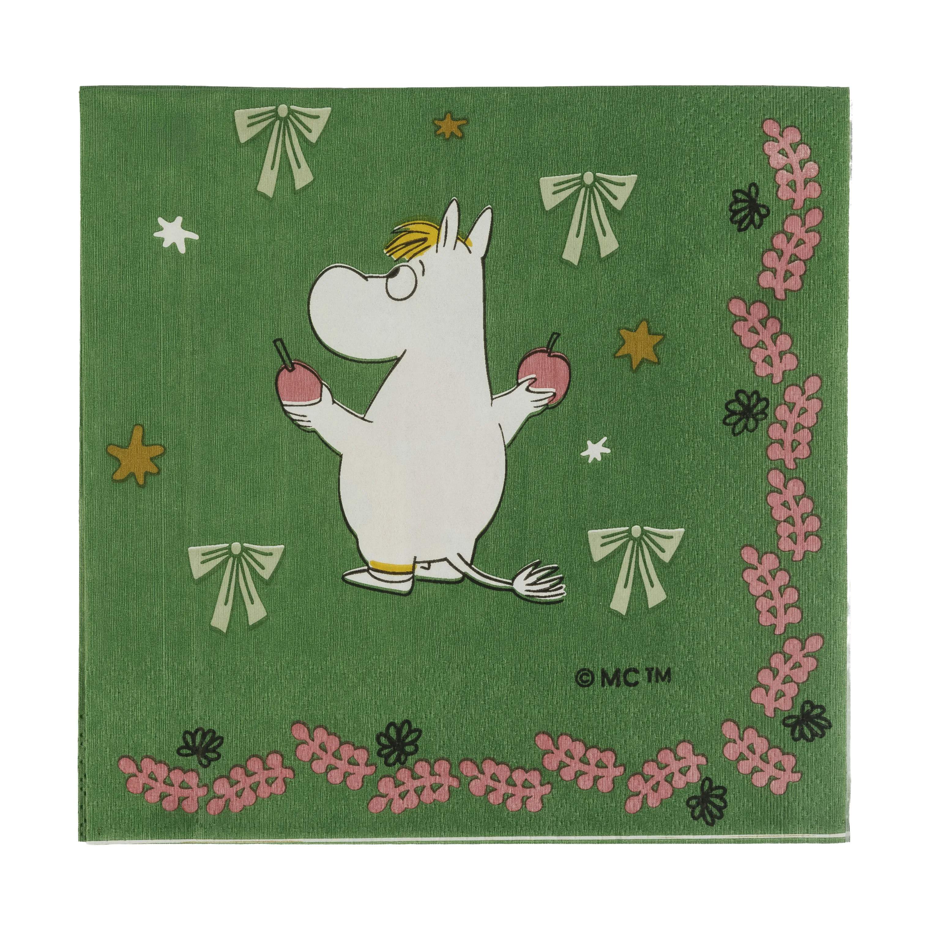 Moomin Arabia Papirservietter Gift of Love Serviet - 20 stk. i Grøn, 3