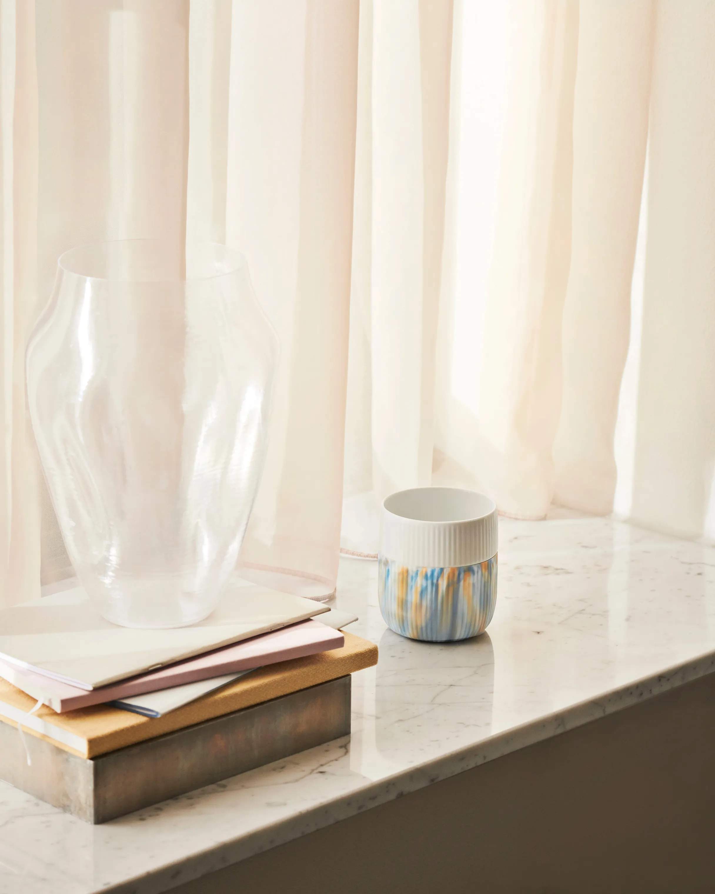 Royal Copenhagen Krus og kopper uden hank Riflet Contrast Marble Krus i Ocean Mist, 2