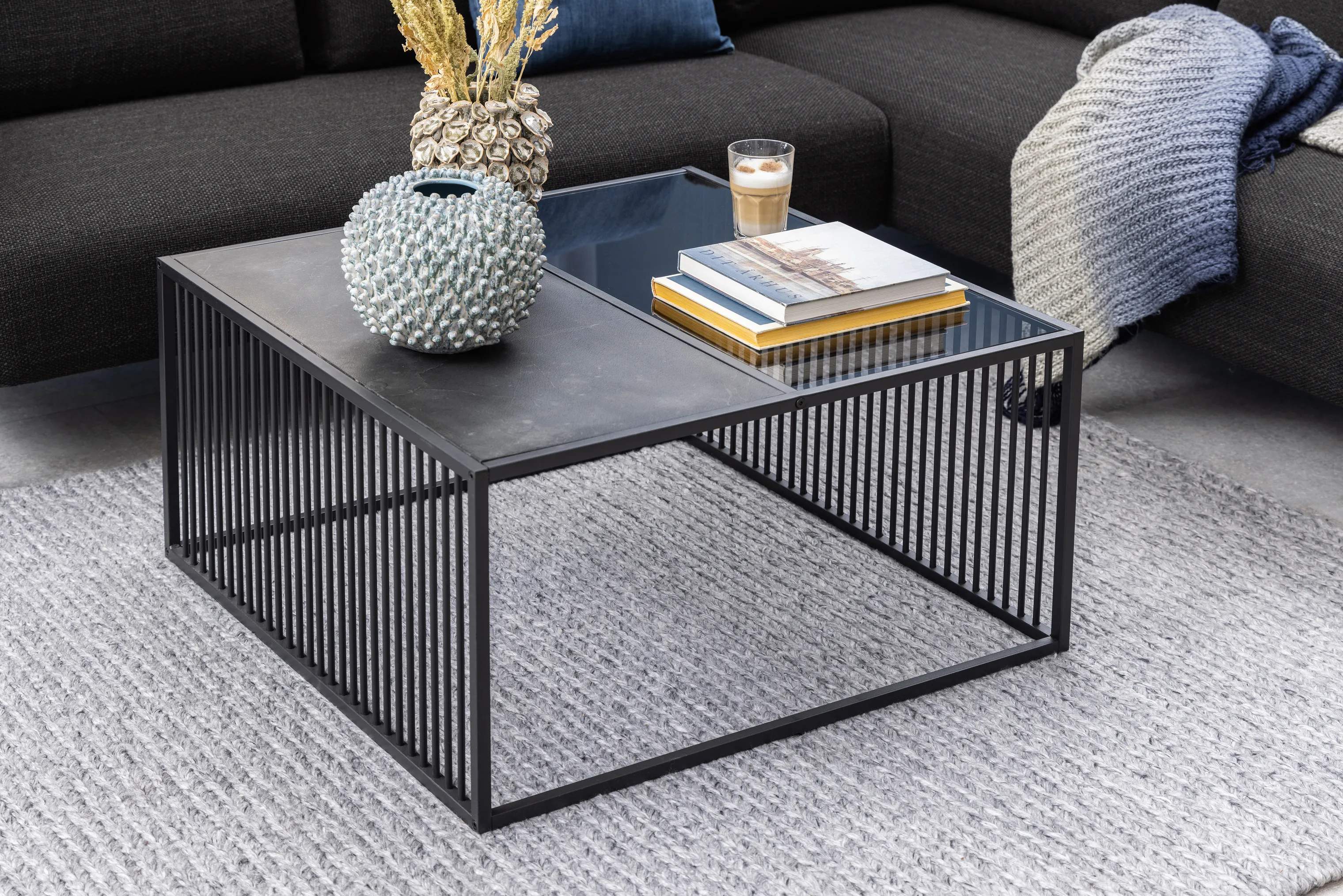 CASA Living Sofaborde Strington Sofabord i Sort marmor Izmir/mat sort, H40 x B80 x L80 cm, 3