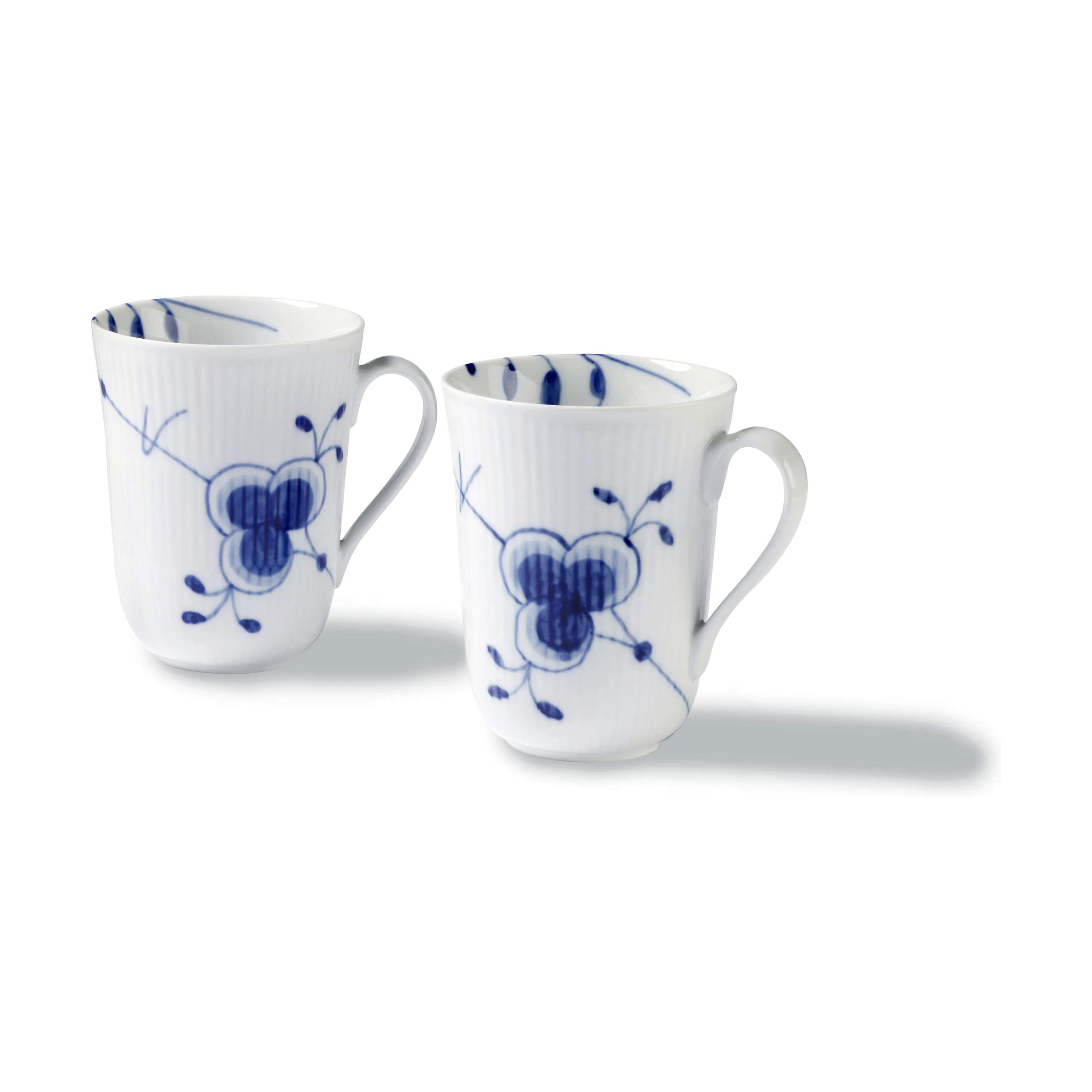 Royal Copenhagen Krus og kopper med hank Blå Mega Riflet Krus - 2 stk. i Koboltblå/hvid, 36 cl, 1