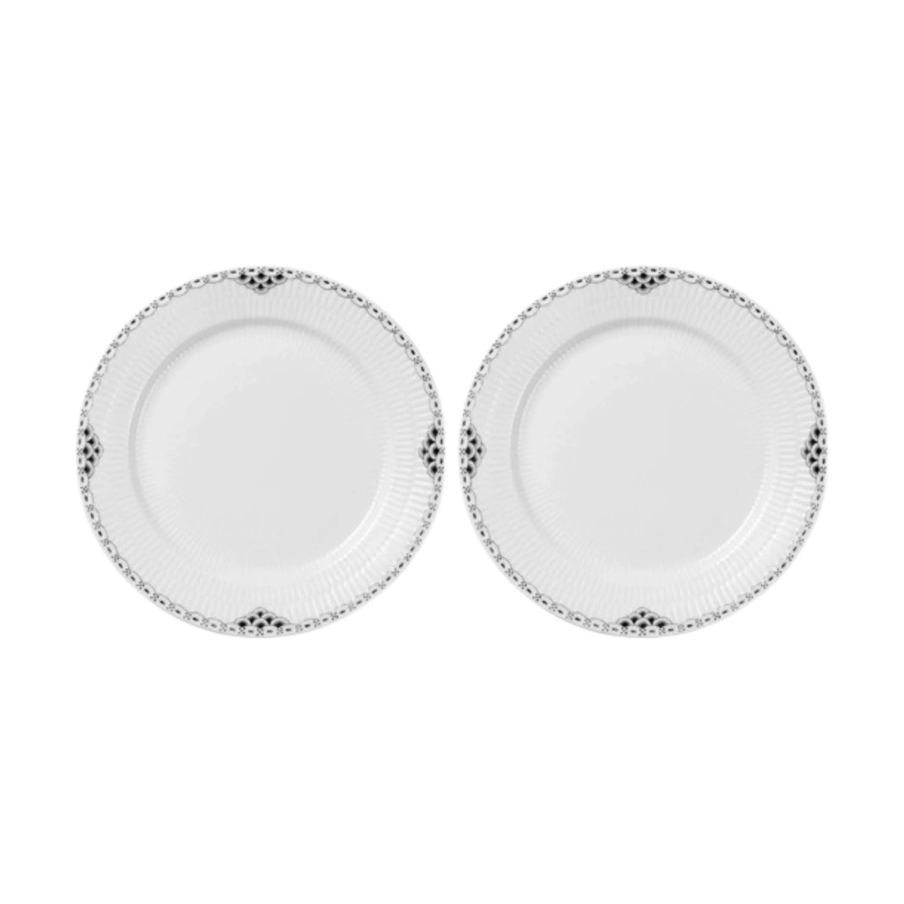 Royal Copenhagen Frokosttallerkener Sort Riflet Blonde Frokosttallerken i Sort/hvid, 1
