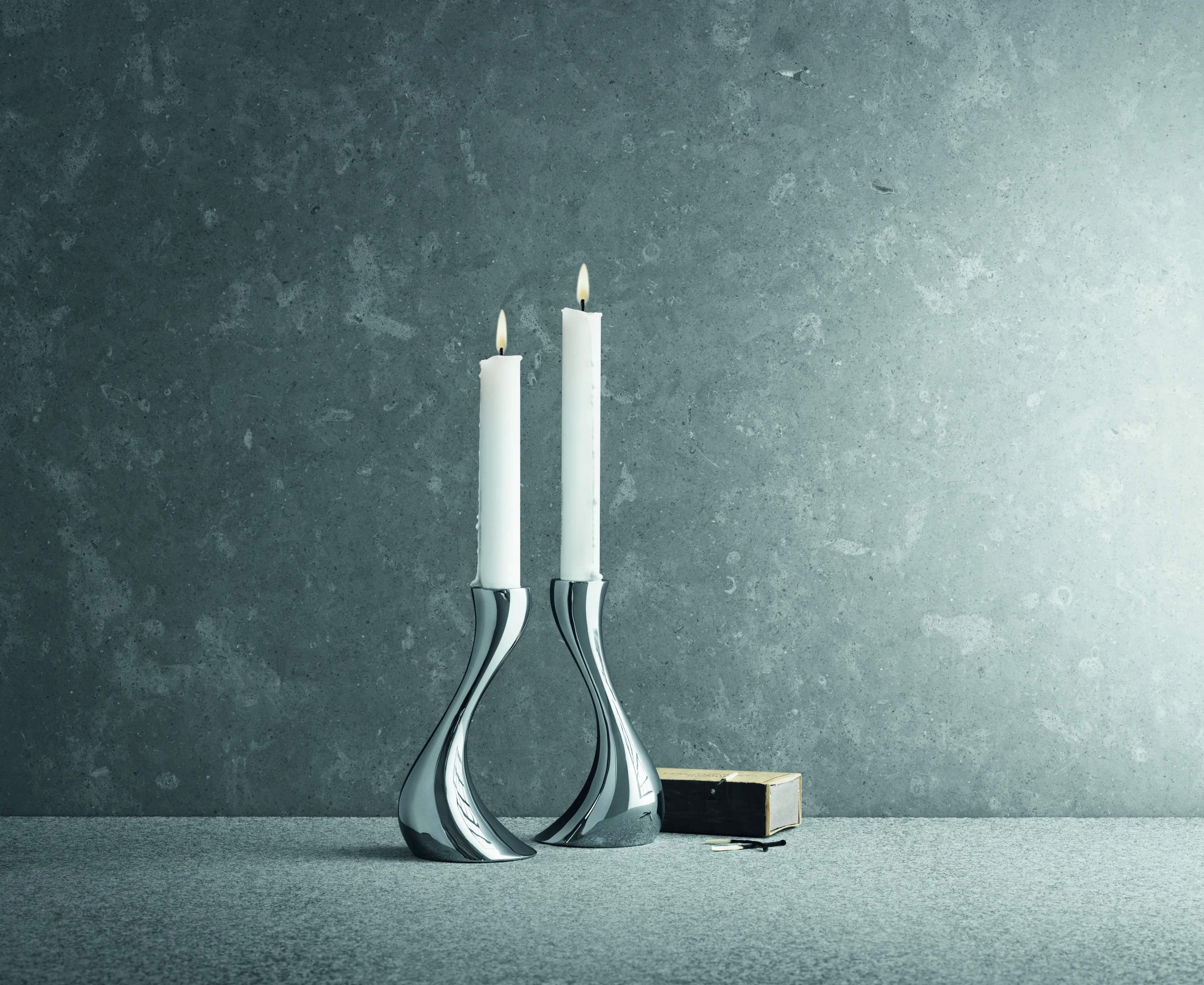 Georg Jensen Kronelysestage Cobra Lysestagesæt - 2 stk. i Blank/Stål, 16 cm, 3