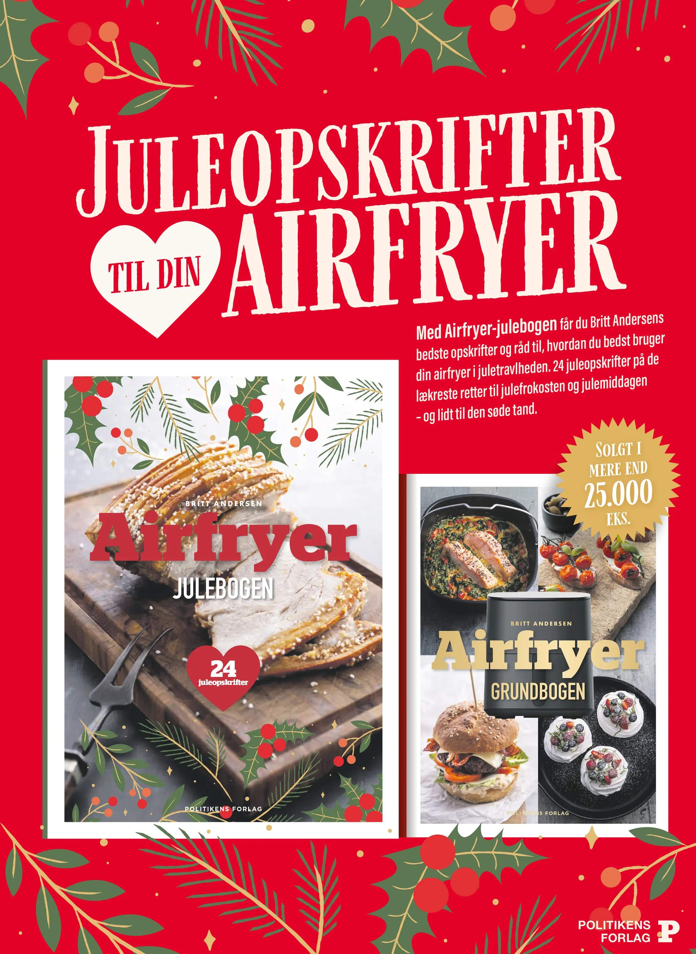 Britt Andersen Kogebøger Airfryer Julebogen i Rød, 2