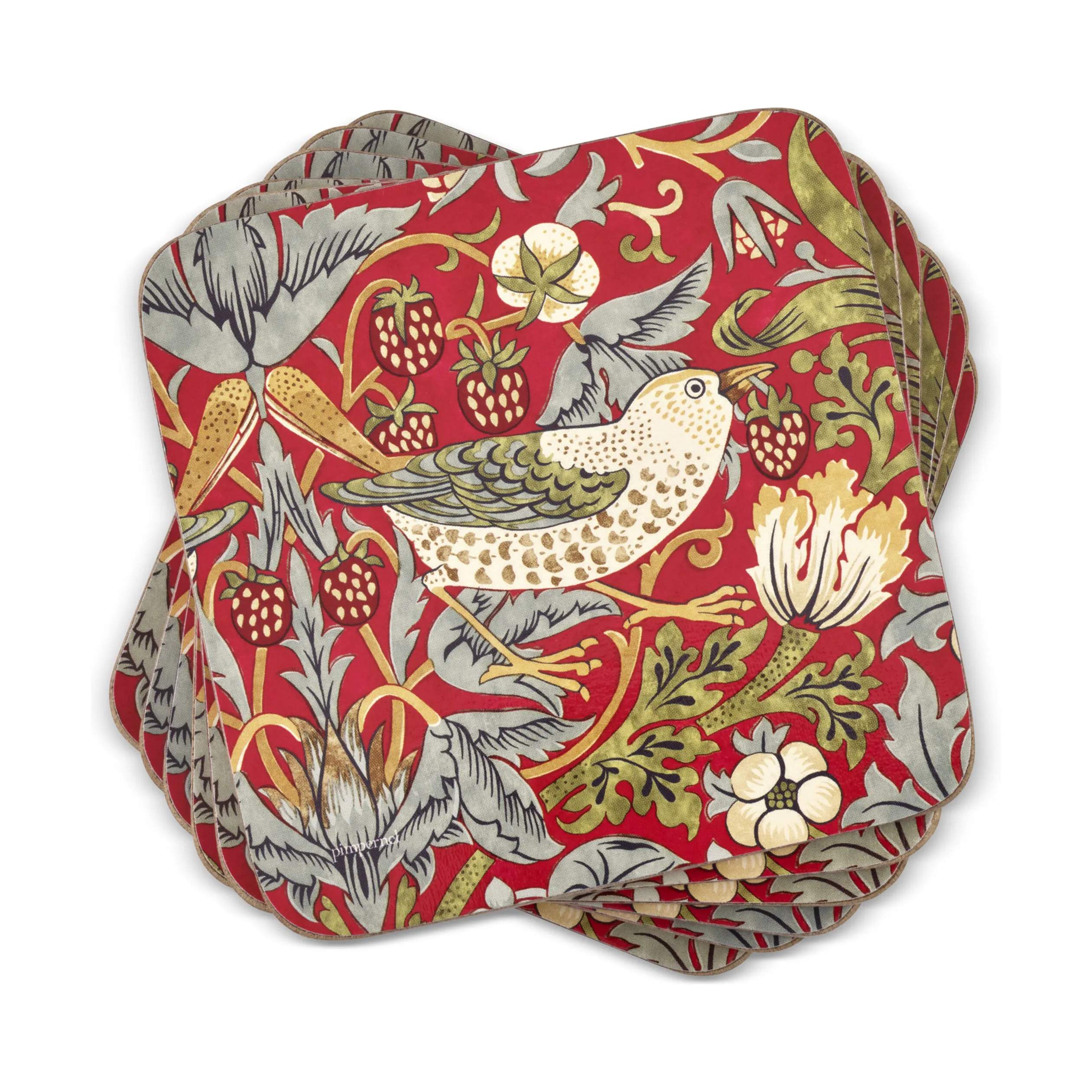 Spode Glasbrikker og coasters Morris & Co Glasbrikker - 6 stk. i Rød, 1