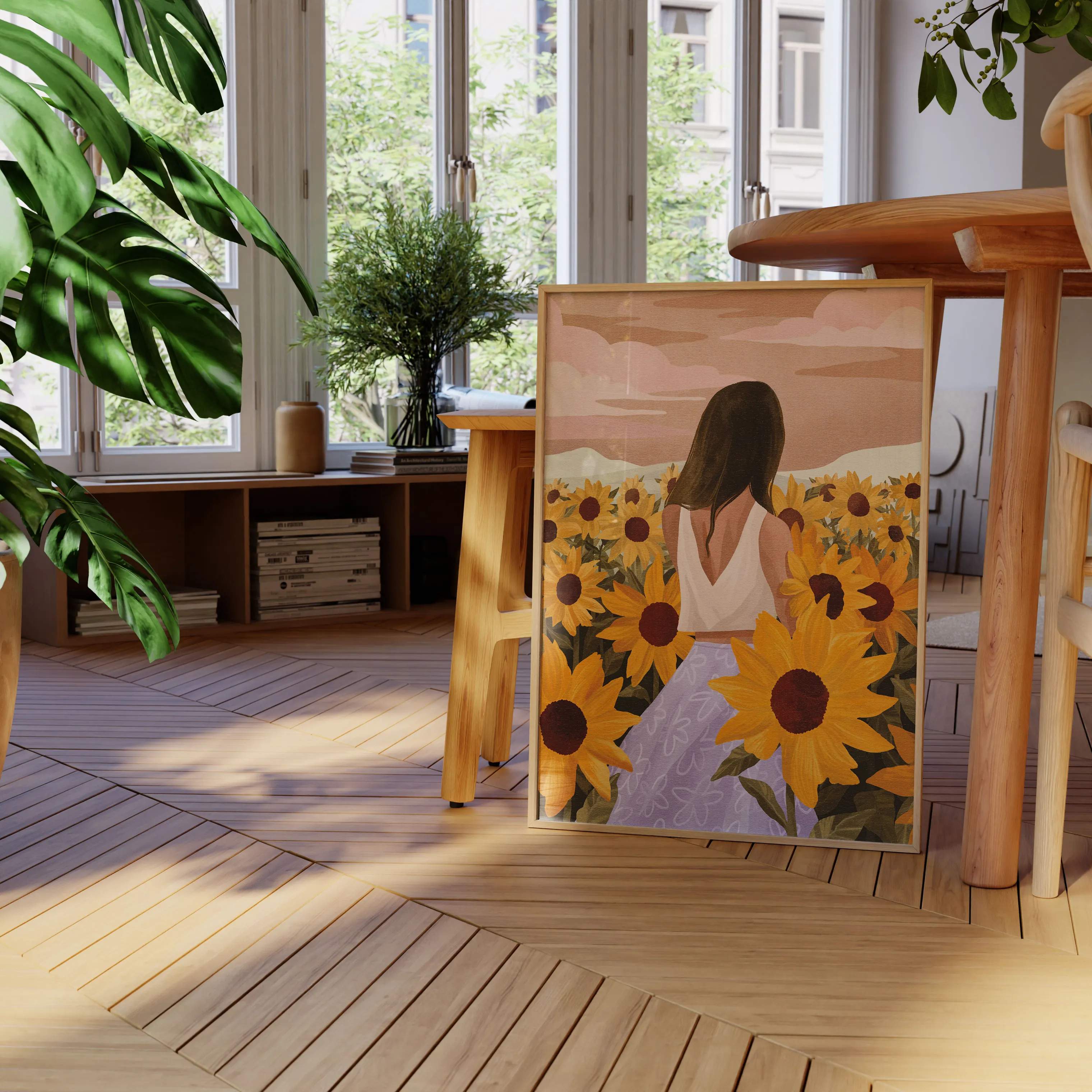 Poster&Frame Plakater Plakat - Sunflower Evenings i Multifarvet, B30 x L40 cm, 2
