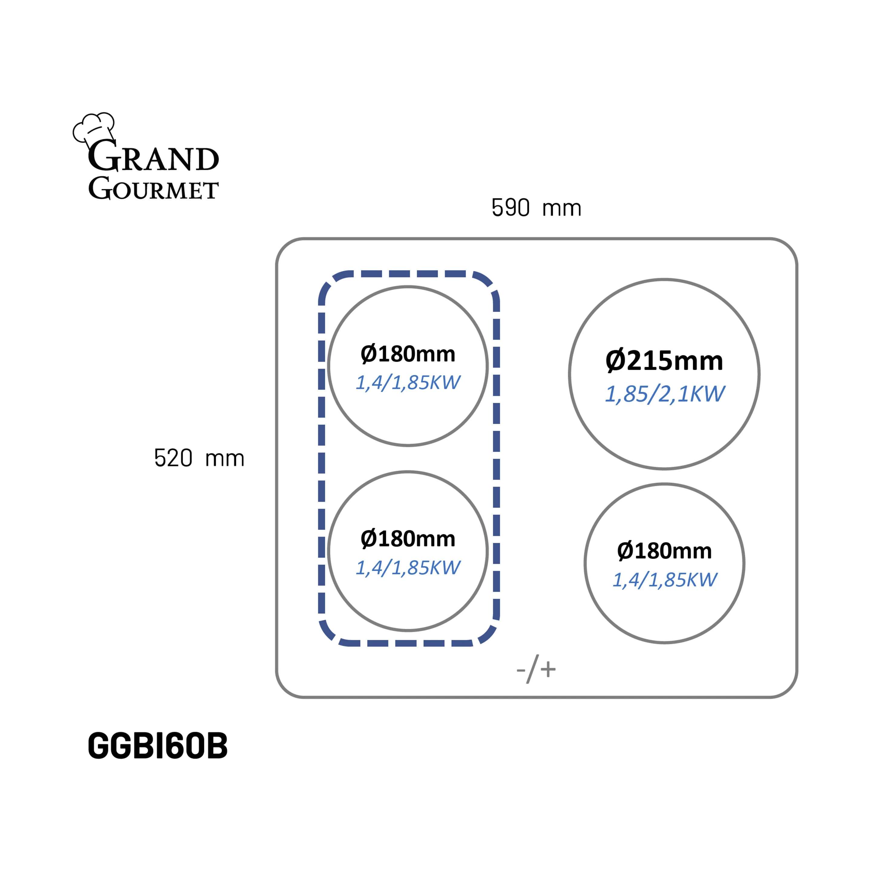 Grand Gourmet Kogeplader Induktionskogeplade BI60B i Sort, 2