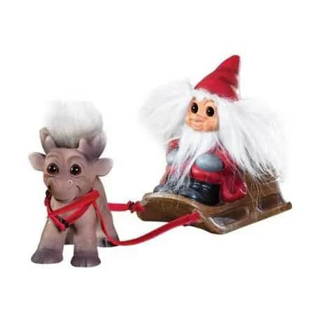 Lykketrold nisser Figur Julemand m. rensdyret Brave