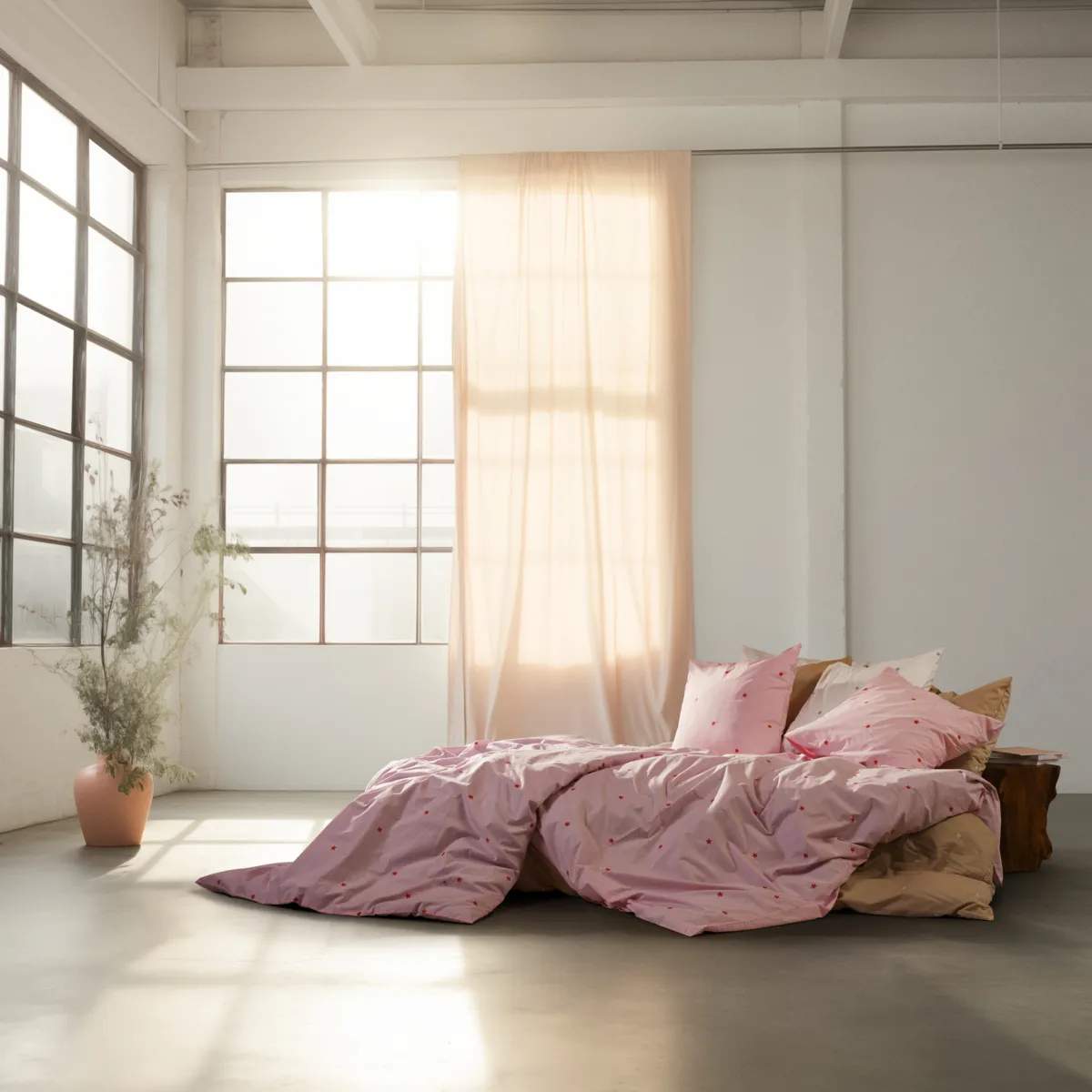 Juna Sengetøj Daisy Sengetøj i Pink/Rød, B200 x L220 cm, 5