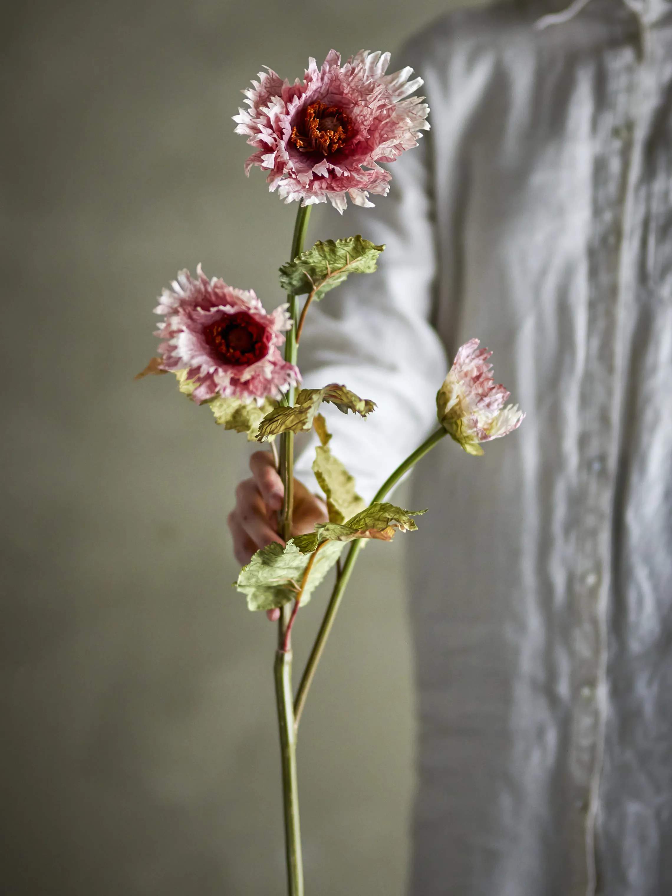 Bloomingville Kunstige blomster Kunstig blomst - Chrysantemum stilk i Lyserød/rød, 3