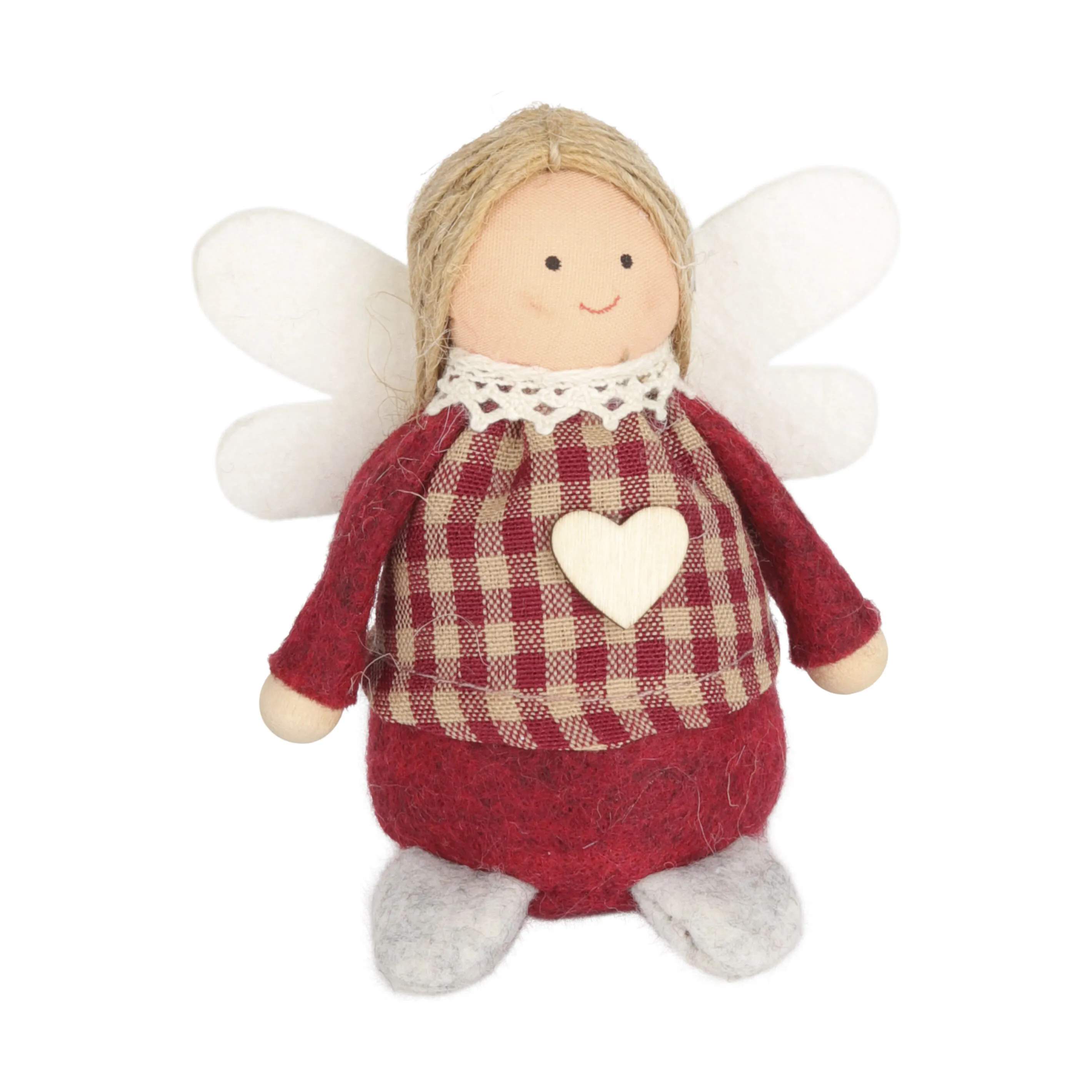 Casa Christmas Julefigurer Miniengel i Mørk rød/ternet, 1