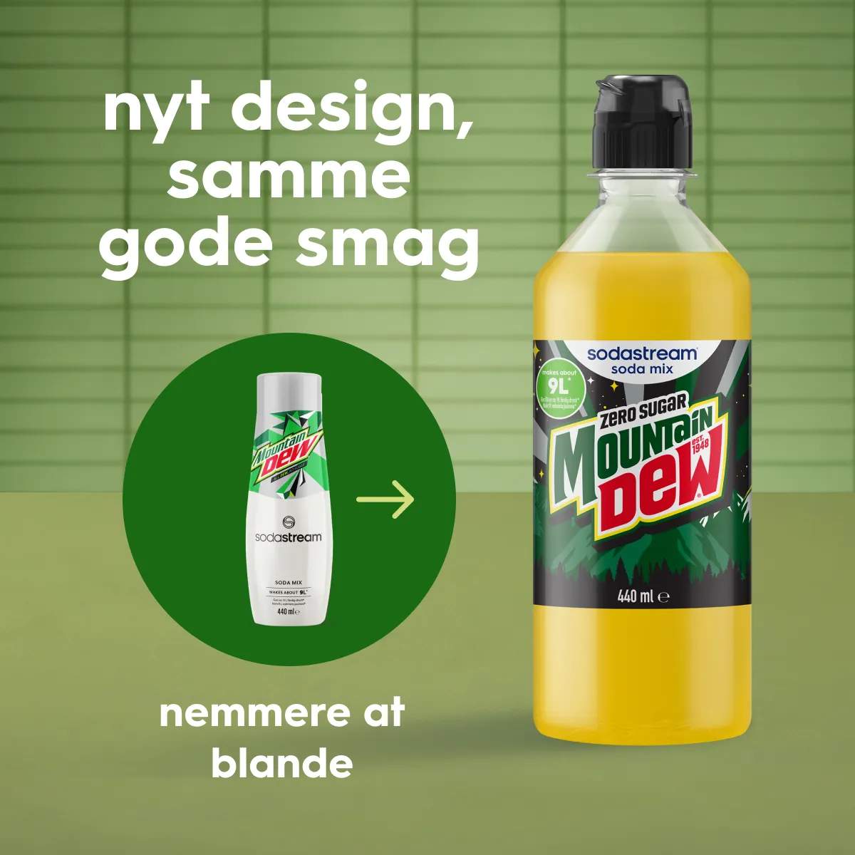 SodaStream Smagskoncentrater Sirup - Mountain Dew Diet i Mountain Dew Diet, 2