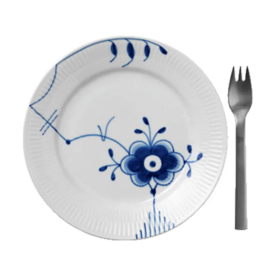 Royal Copenhagen Kagetallerkener Blå Mega Riflet Desserttallerken #6 i Desserttallerken #6, 3