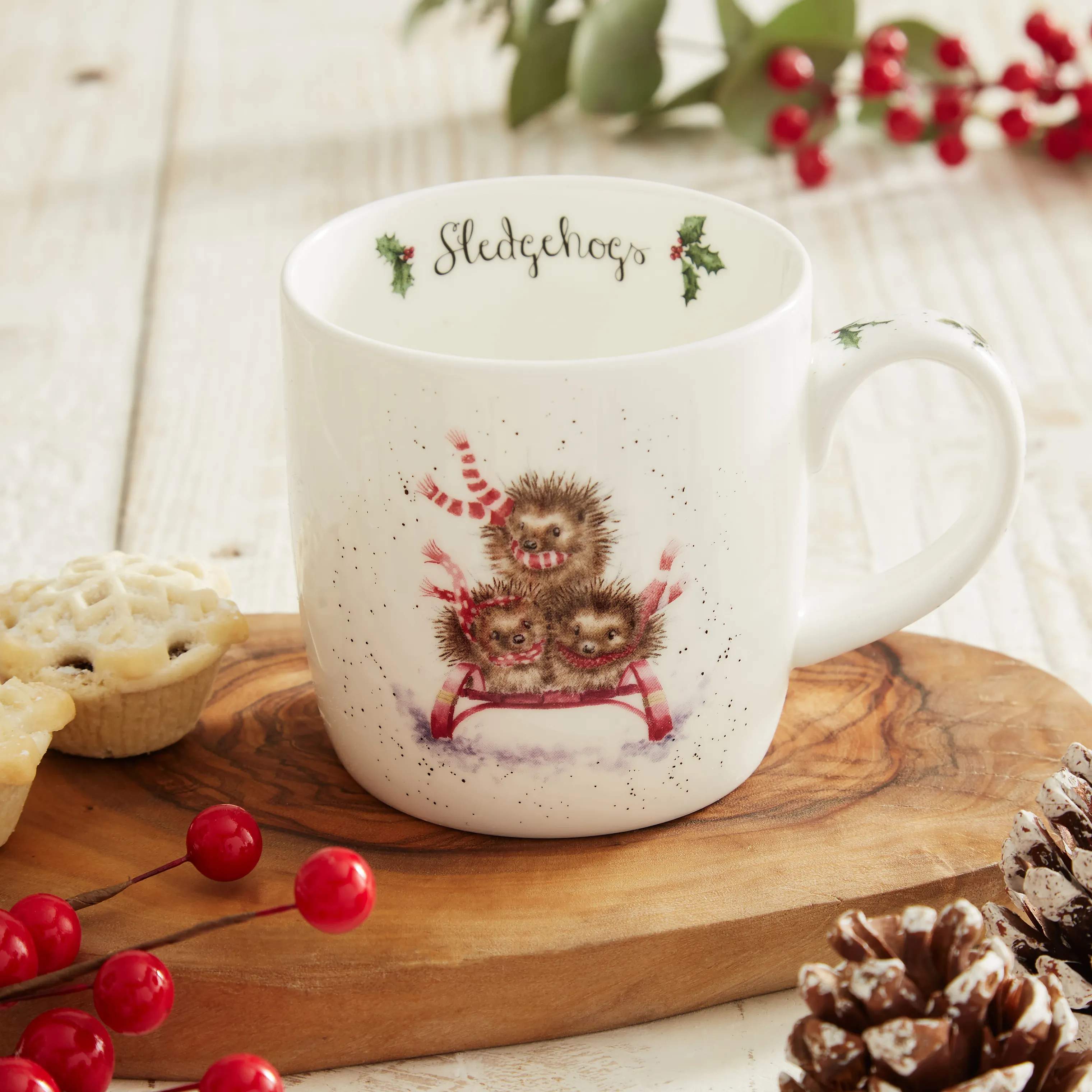 Royal Worcester Krus og kopper med hank Wrendale Krus - Sledgehogs i Pindsvinpå kælk, 2