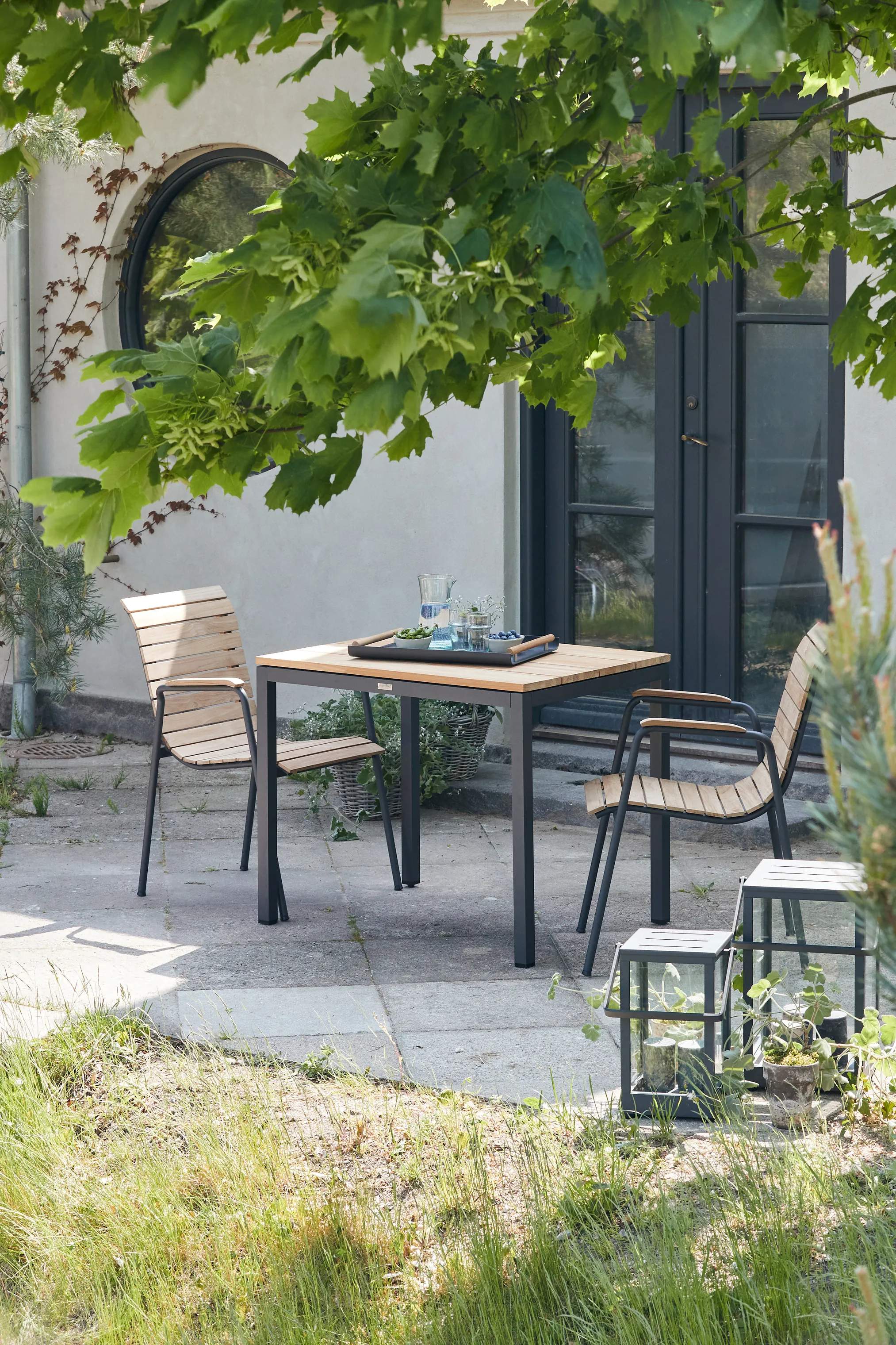 Mandalay Havemøbelsæt Toscana & Bellevue Havemøbelsæt - 3 dele i Antracit/Teak, 1 bord (L65 cm) og 2 stole, 3