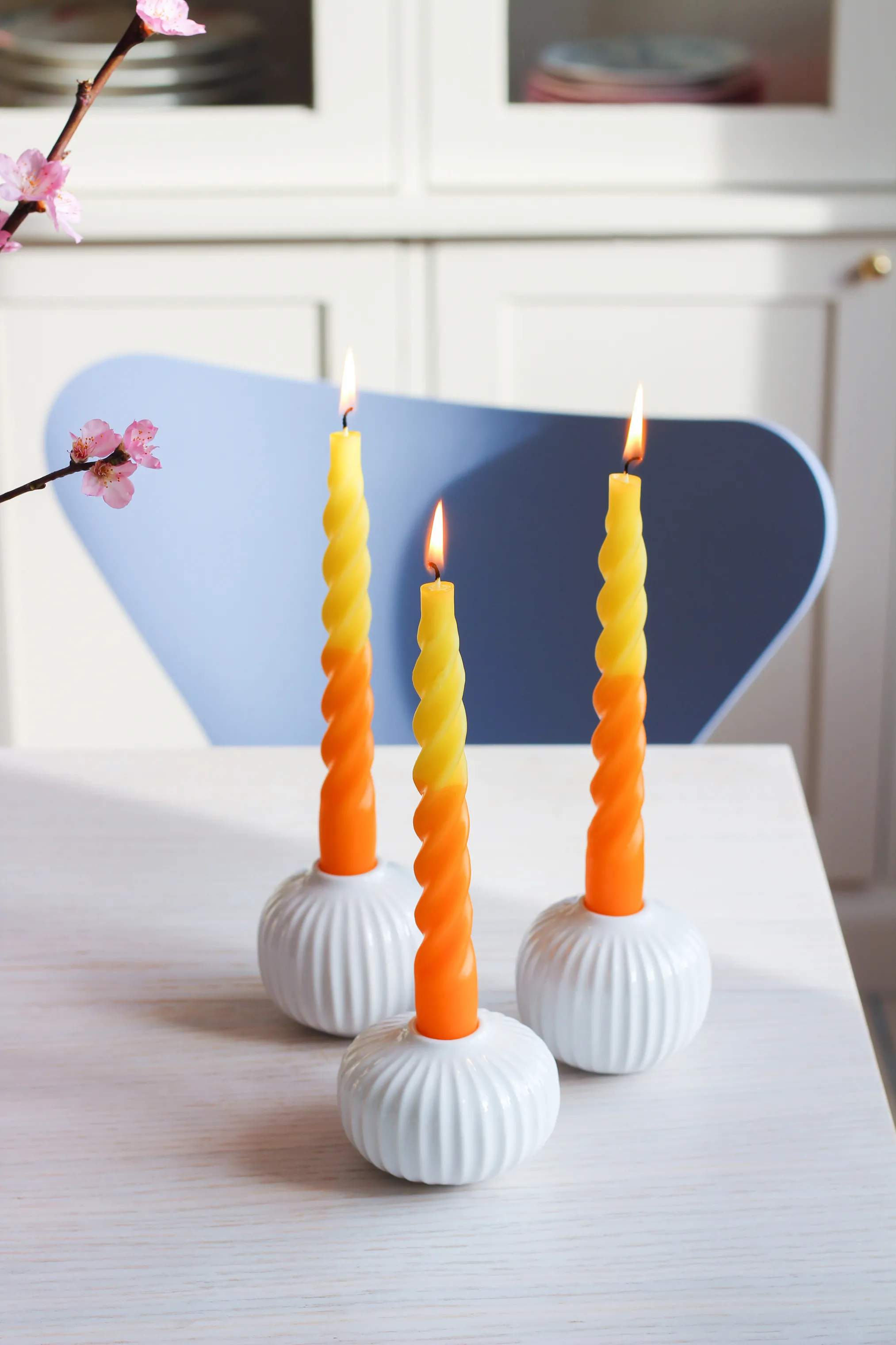 Candles with a twist Kronelys Lys - 6 stk. i Gul/orange, 3