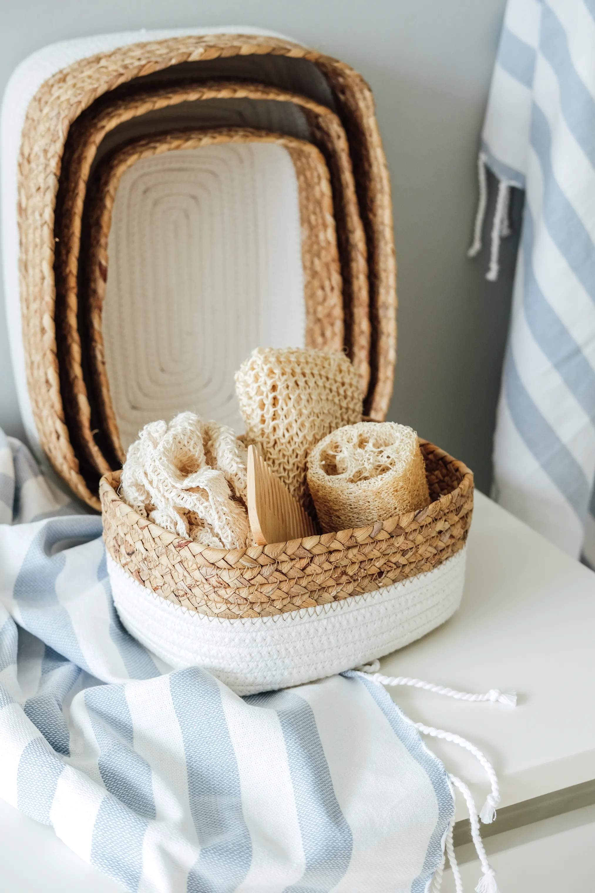 SKAGEN living Håndklæder Hammam Håndklæde i Hvid/blå, 6