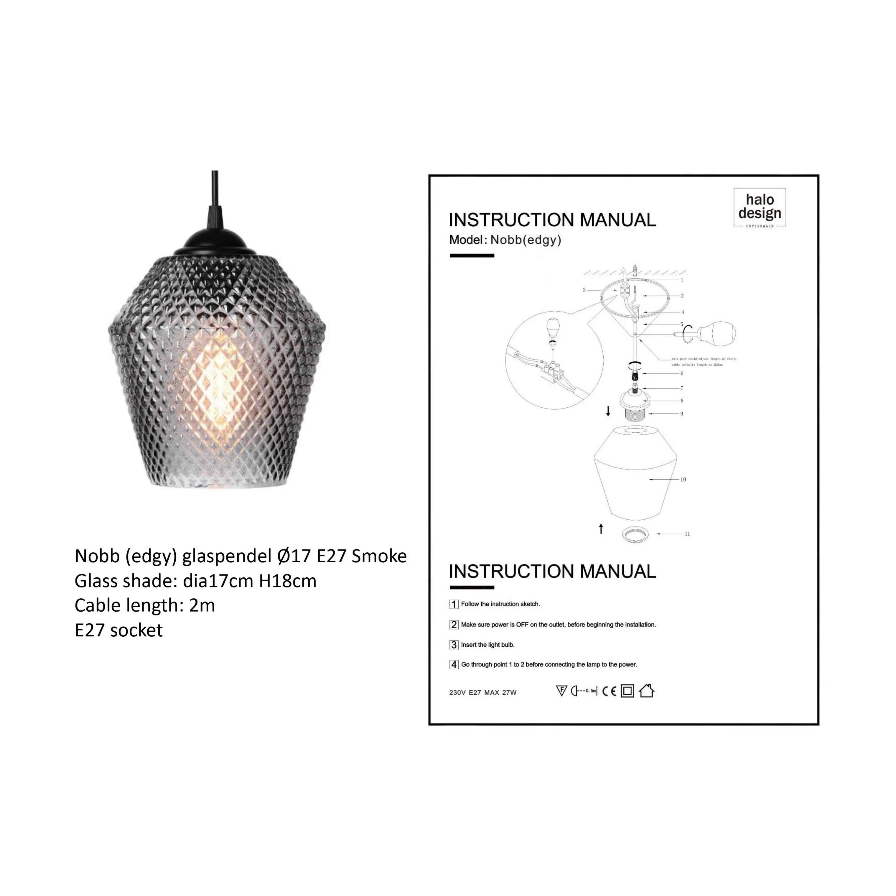 Halo Design Pendler Nobb Pendel i 17 cm, 2