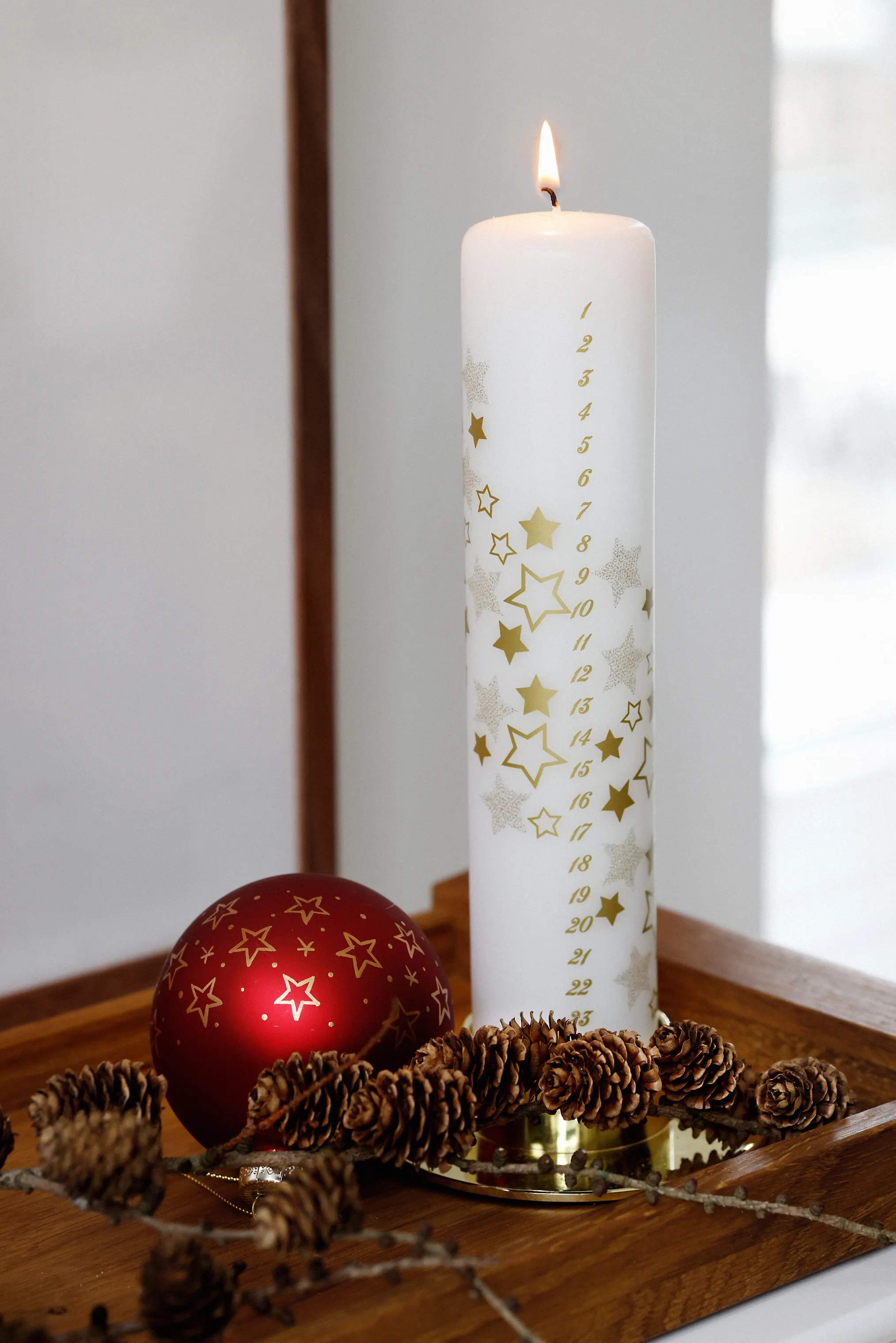 Casa Christmas Kalenderlys Kalenderlys i Hvid/stjerne, 2