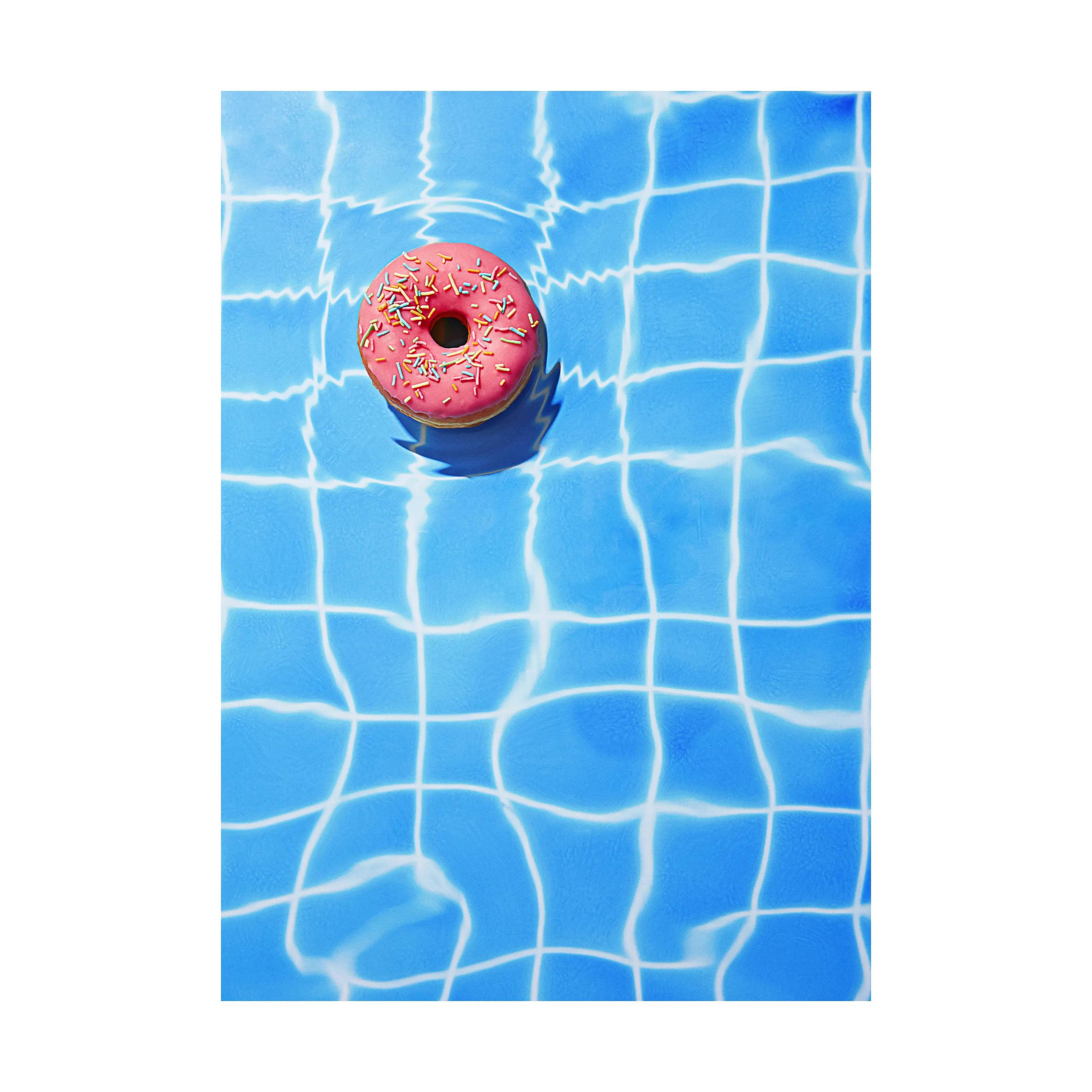 plakat - Pool doughnut, blå;lyserød, large