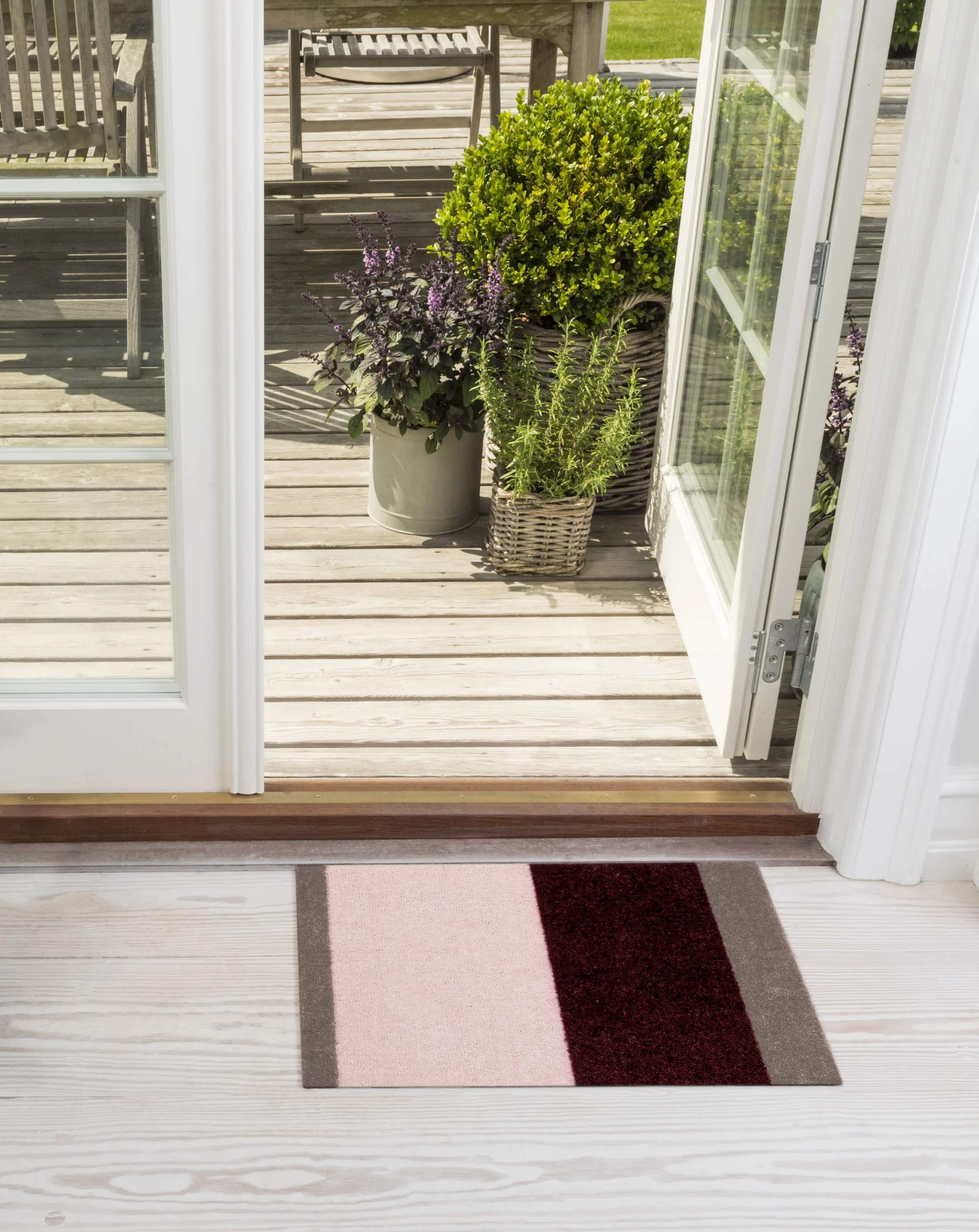 Tica Copenhagen Dørmåtter Stripes Horisontal Gulvmåtte i Bordeaux/Rosa/Sand, B40 x L60 cm, 5