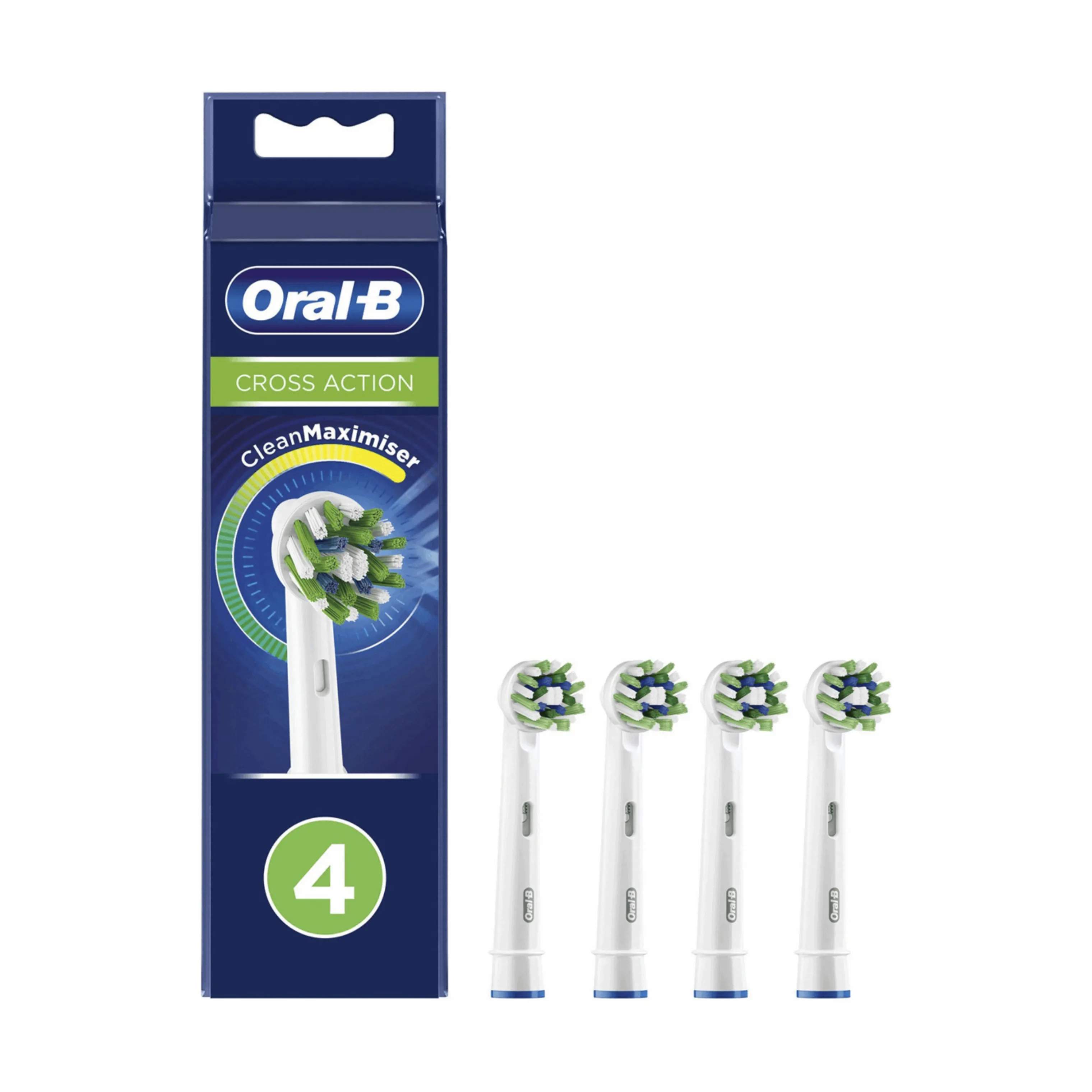 Oral-B Tandbørstehoveder CrossAction Tandbørstehoved - 4 stk. i blå;grøn;hvid, 1