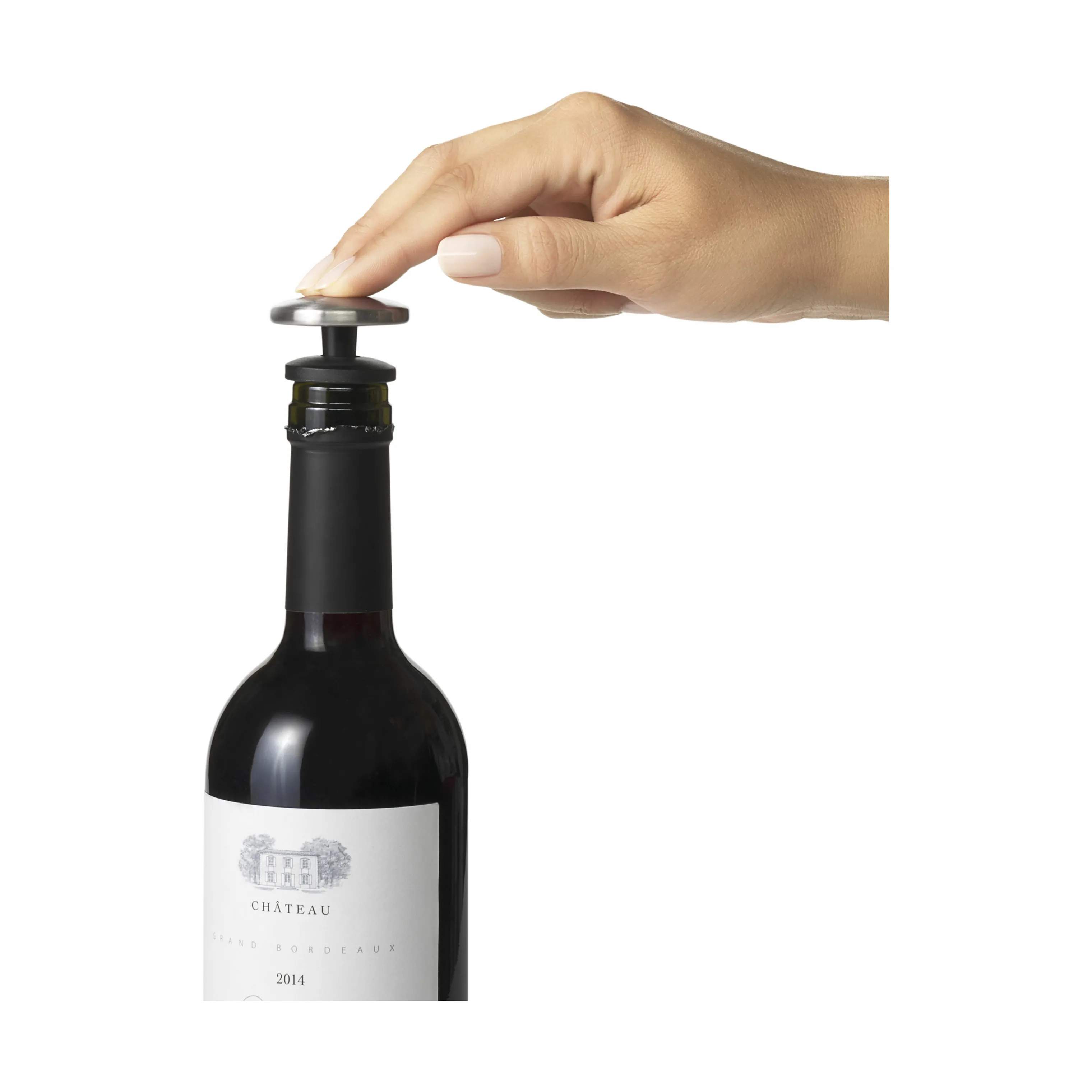 OXO Vinpropper STEEL Selvlukkende vinprop - 2 stk. i Stål/sort, 4