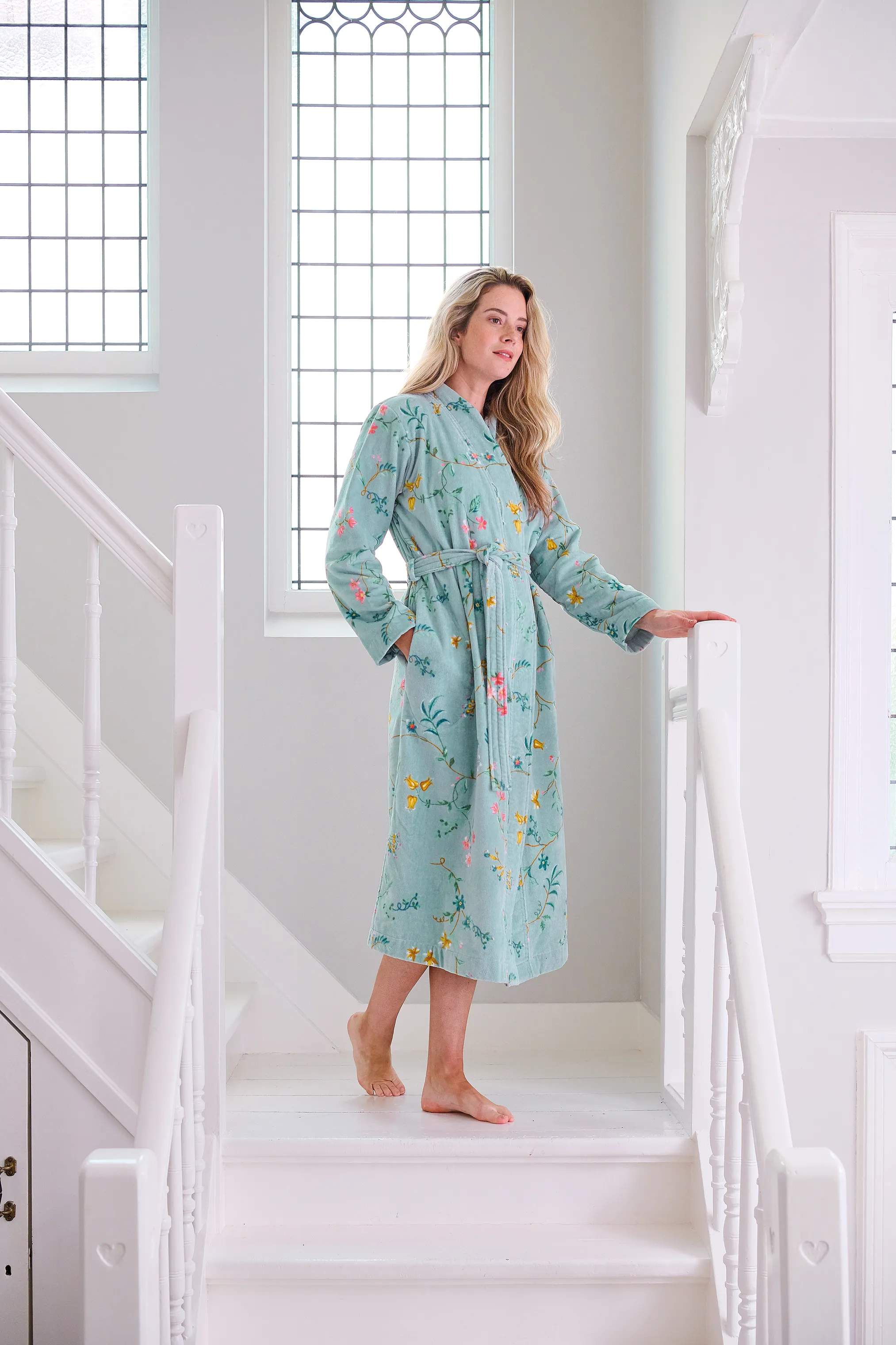 PIP Studio Morgenkåber Les Fleurs Badekåbe i Blue , XXL, 2
