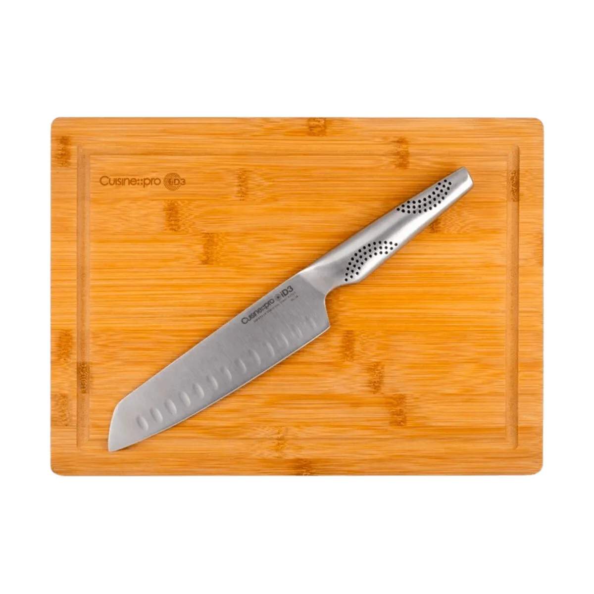 iD3® Santokukniv og skærebræt, sølvfarvet/natur, large
