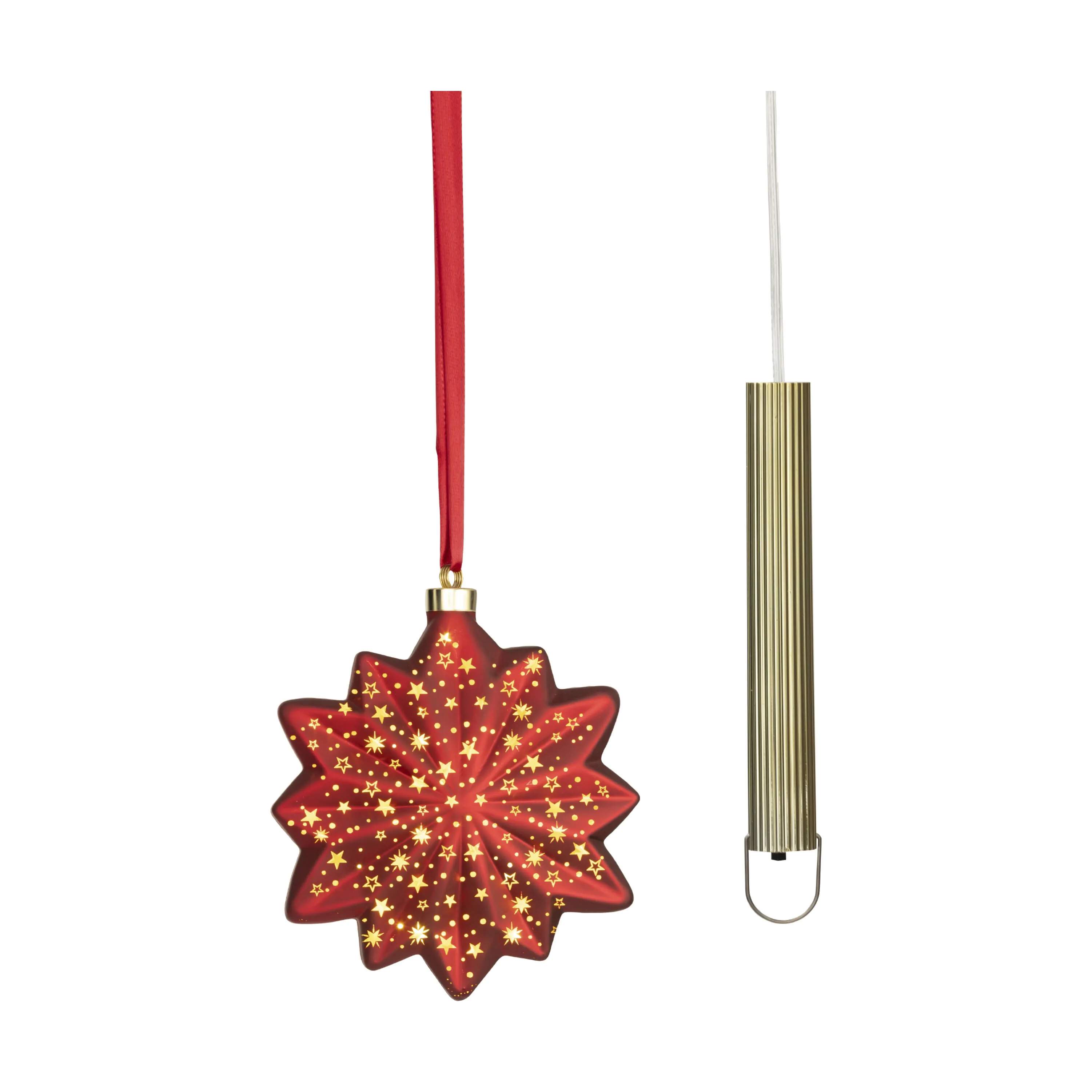 Casa Christmas Juleophæng LED Glasstjerne i Rød, 19 cm, 1