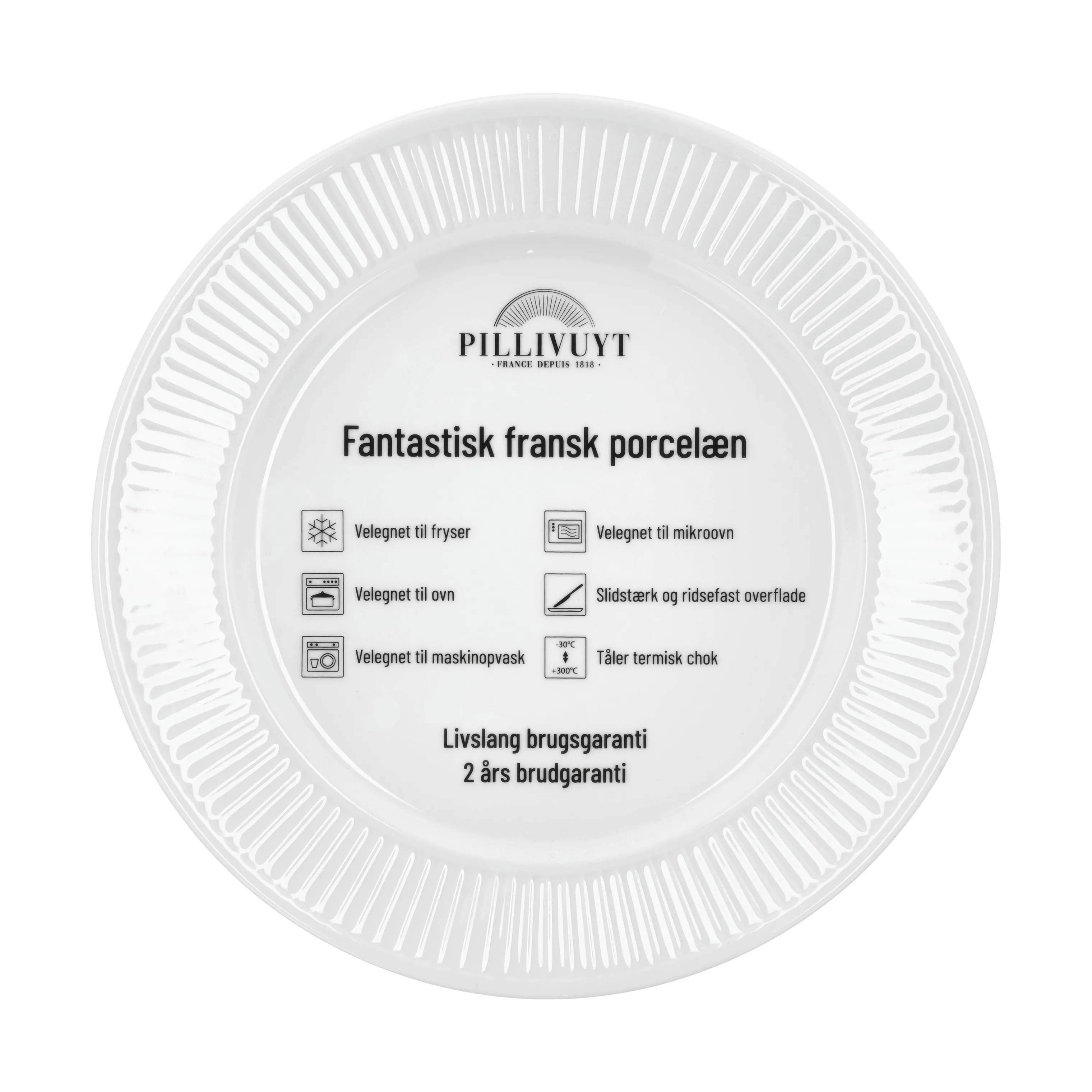 Pillivuyt Frokosttallerkener Plissé Frokosttallerken i Hvid, 22 cm, 4