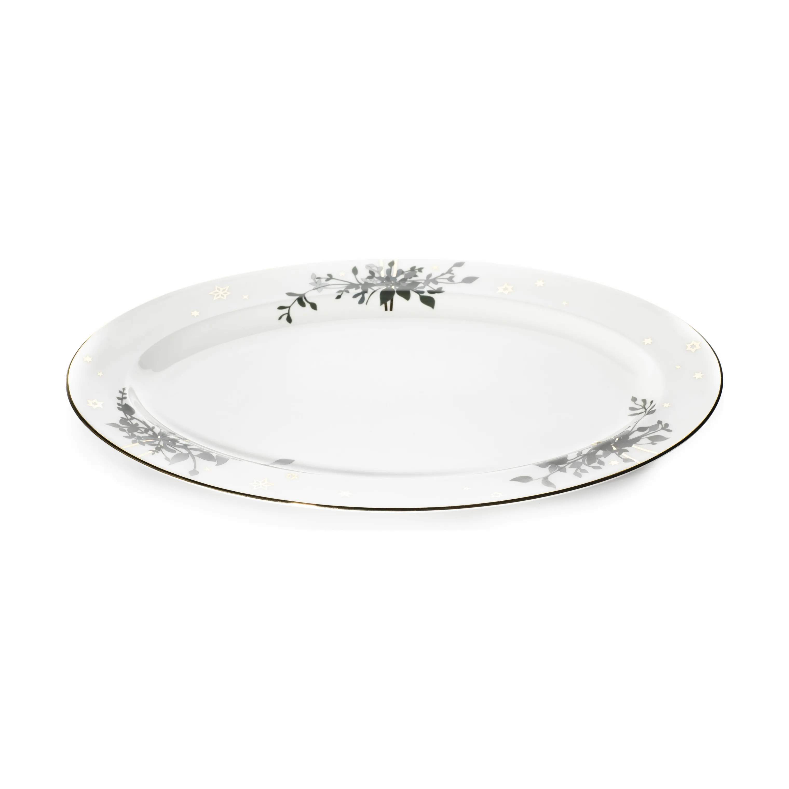 Jette Frölich Design Serveringsfade Vinterstjerner Serveringsfad i Grøn/guld, 42 cm, 3