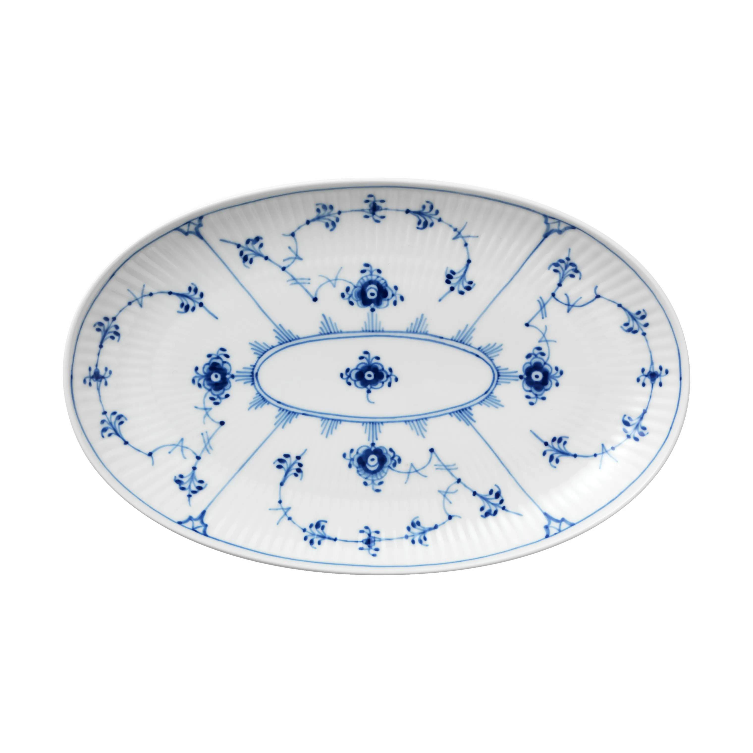 Royal Copenhagen Asietter Musselmalet Riflet Asiet i Koboltblå/hvid, 1