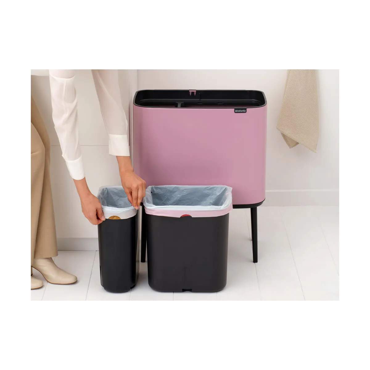 Brabantia Spande uden pedal Bo Touch affaldsspand i Lilac Pink, 11 + 23 liter, 3
