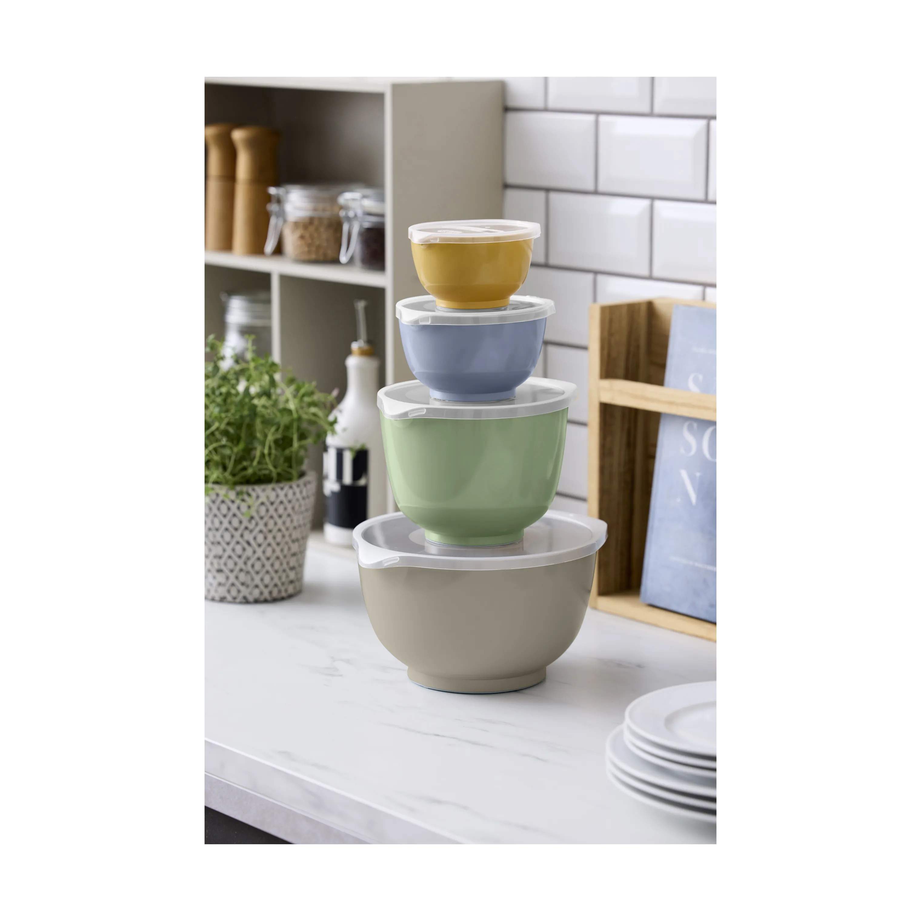 Rosti Røremaskiner Margrethe Røreskålsæt - 8 dele i curry/sky blue/misty green/earth grey, 2
