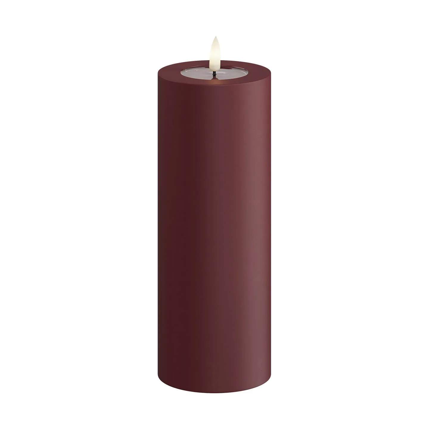 Deluxe Homeart LED-lys Real Flame LED Udendørs Bloklys i Bordeaux, H20 x Ø7,5 cm, 1