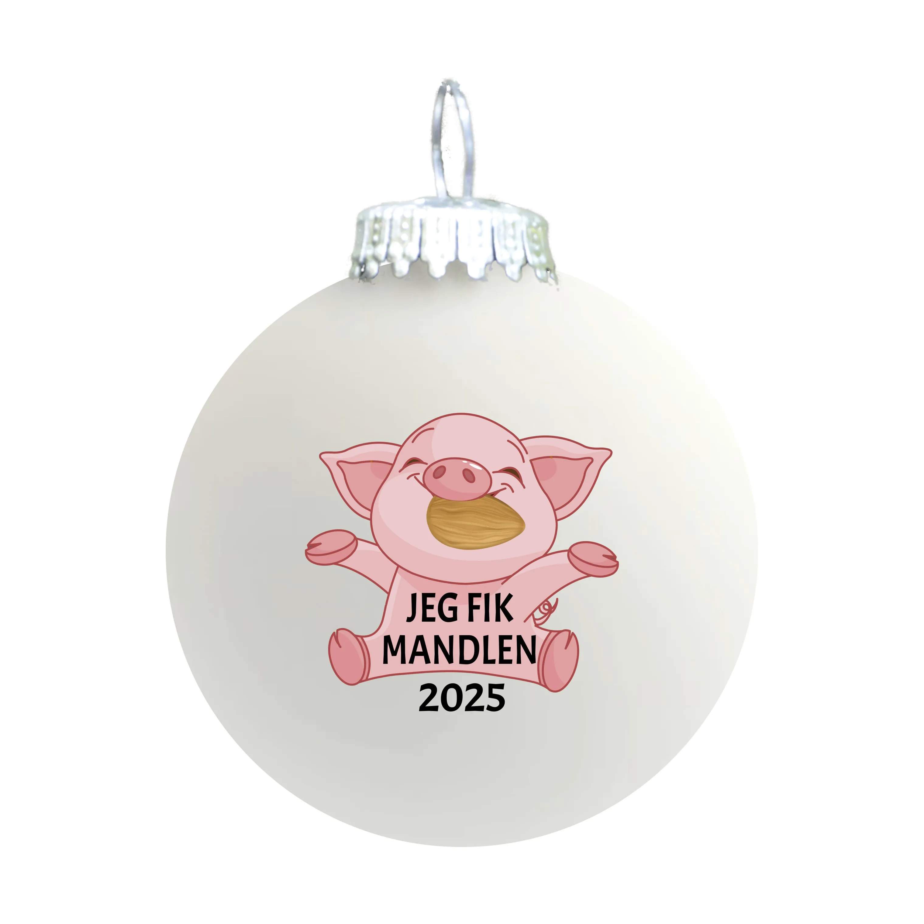 Julekugle - Jeg fik mandlen 2025, hvid, large
