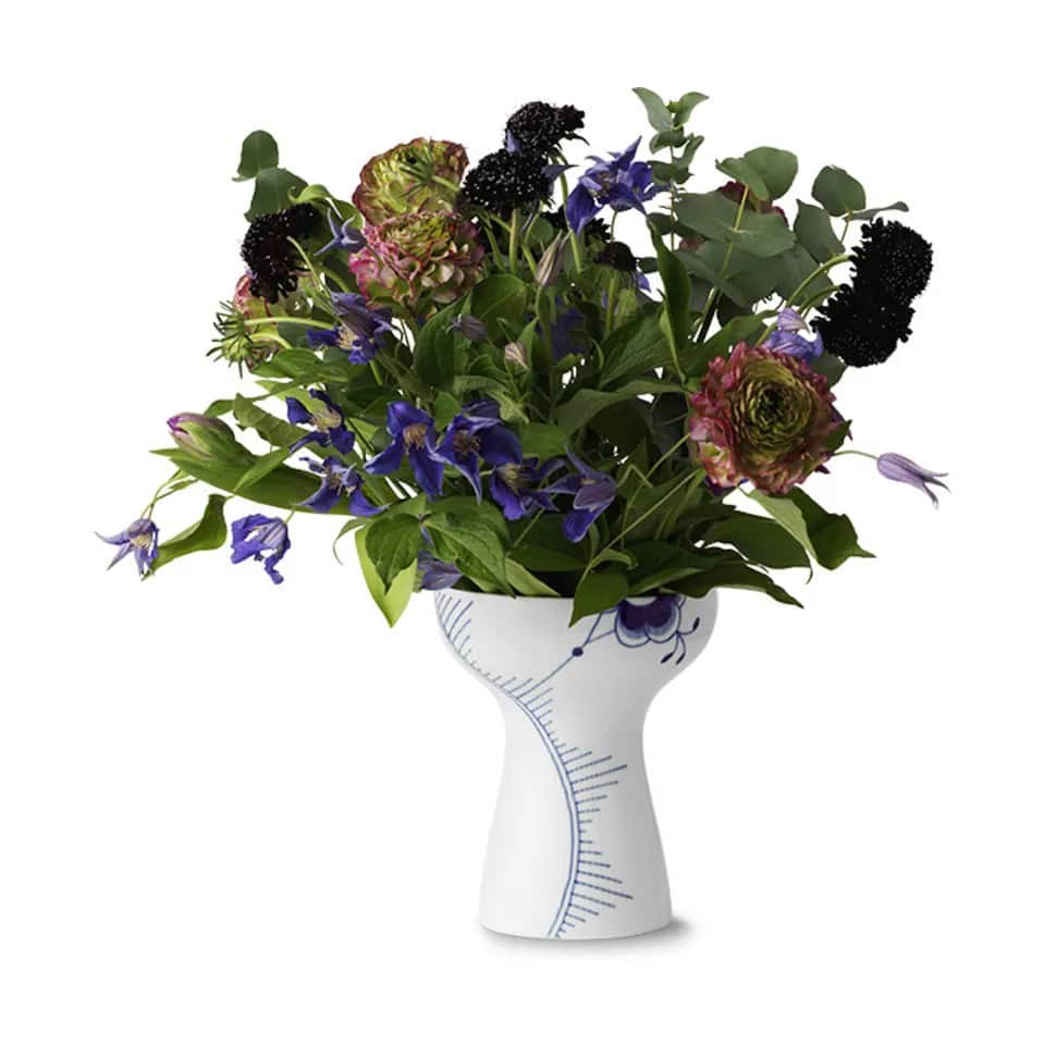 Royal Copenhagen Vaser Blå Mega Riflet Vase i Hvid, 19 cm, 4
